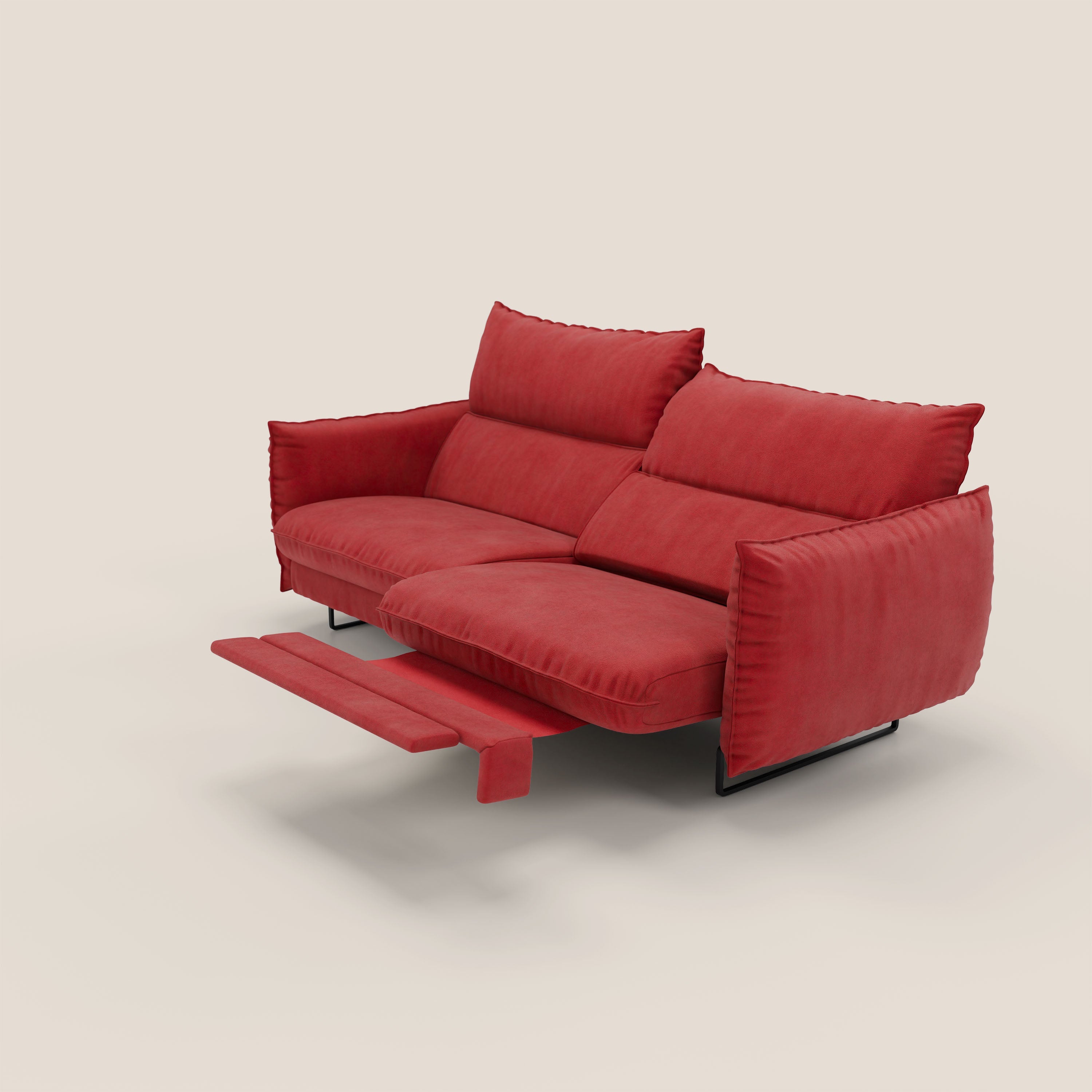 Monamour Divano dal design moderno con opzione relax elettrico in microfibra smacchiabile impermeabile T11 rosso - divani.store
