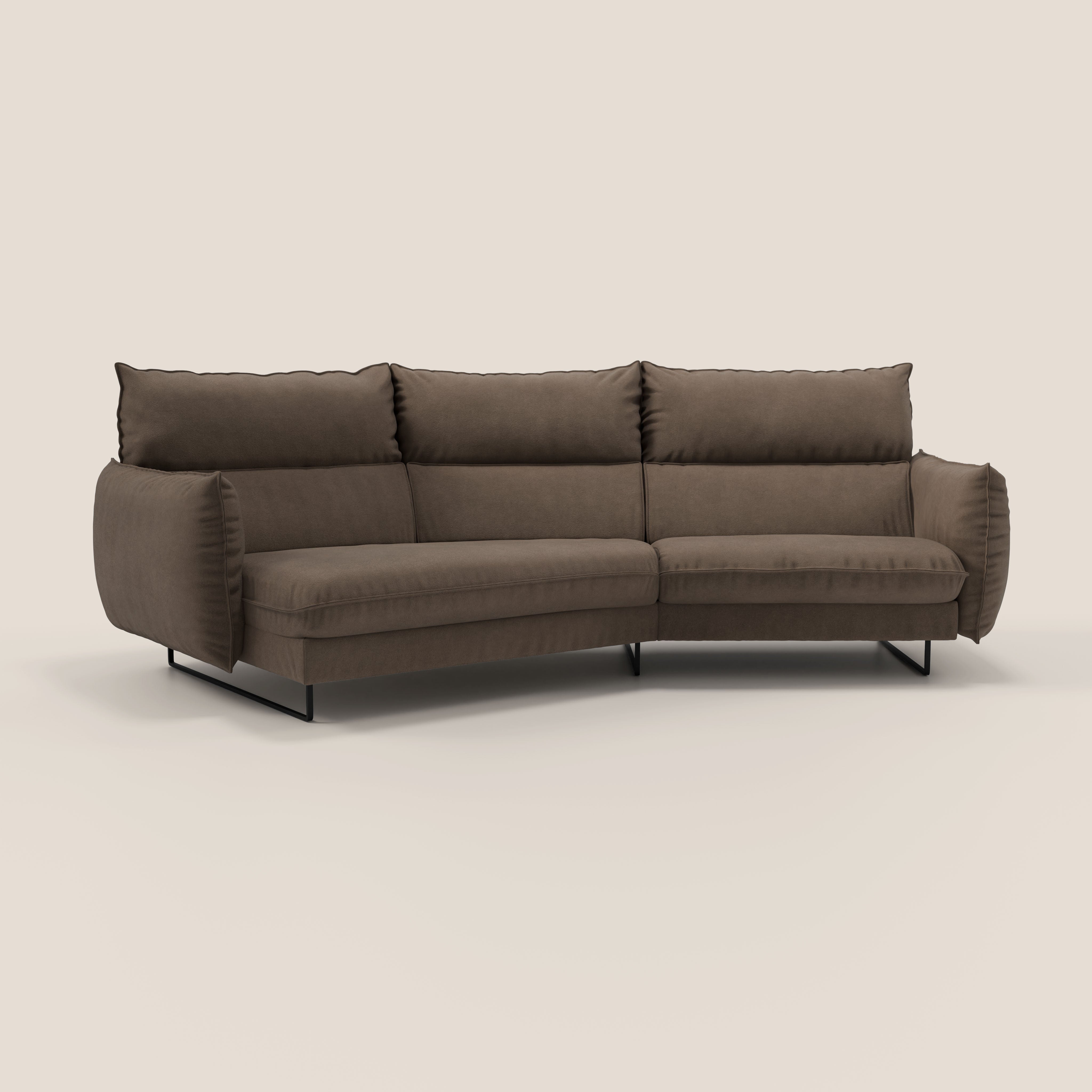 Monamour divano moderno angolare con opzione relax elettrico in microfibra smacchiabile impermeabile T11 marrone - divani.store