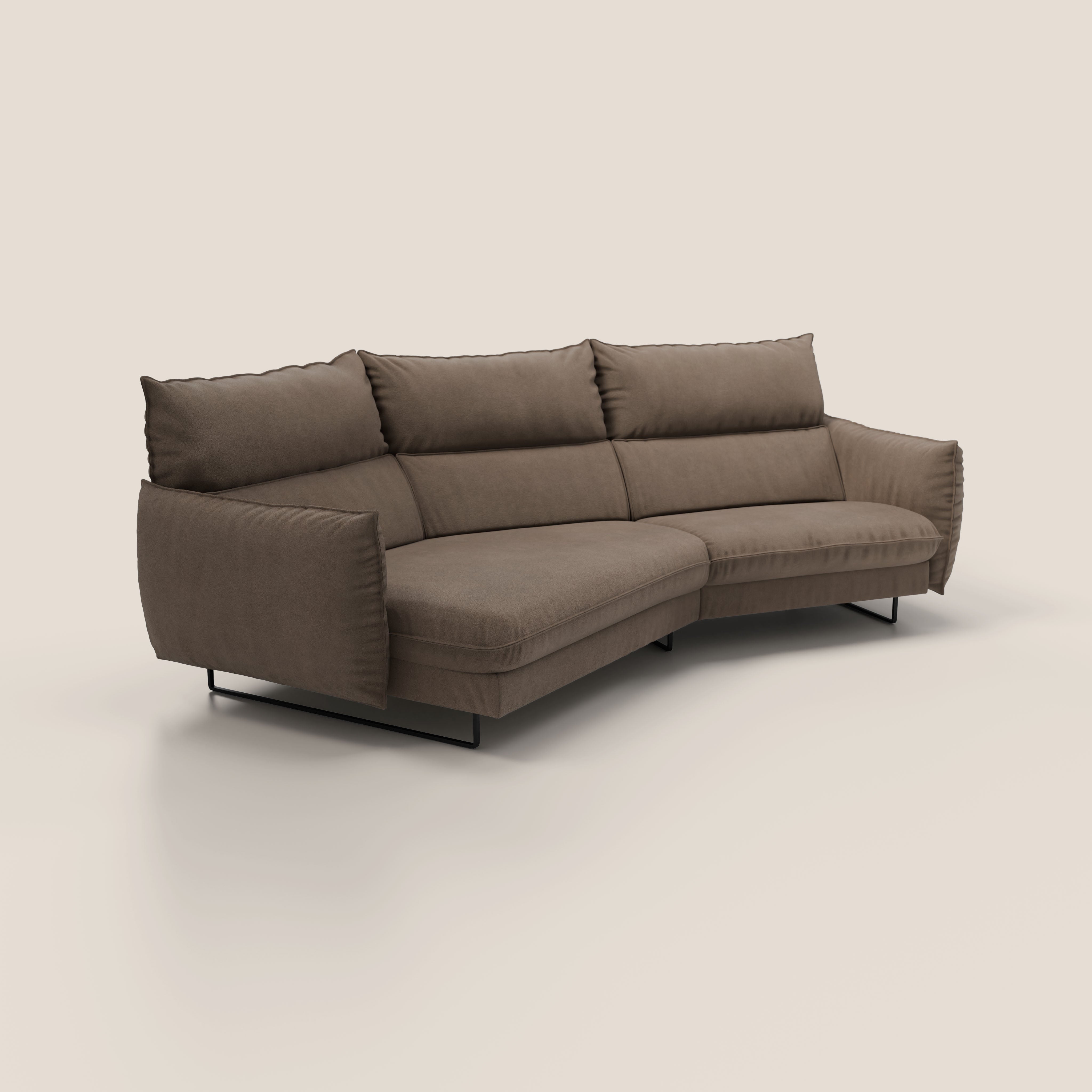 Monamour divano moderno angolare con opzione relax elettrico in microfibra smacchiabile impermeabile T11 marrone - divani.store