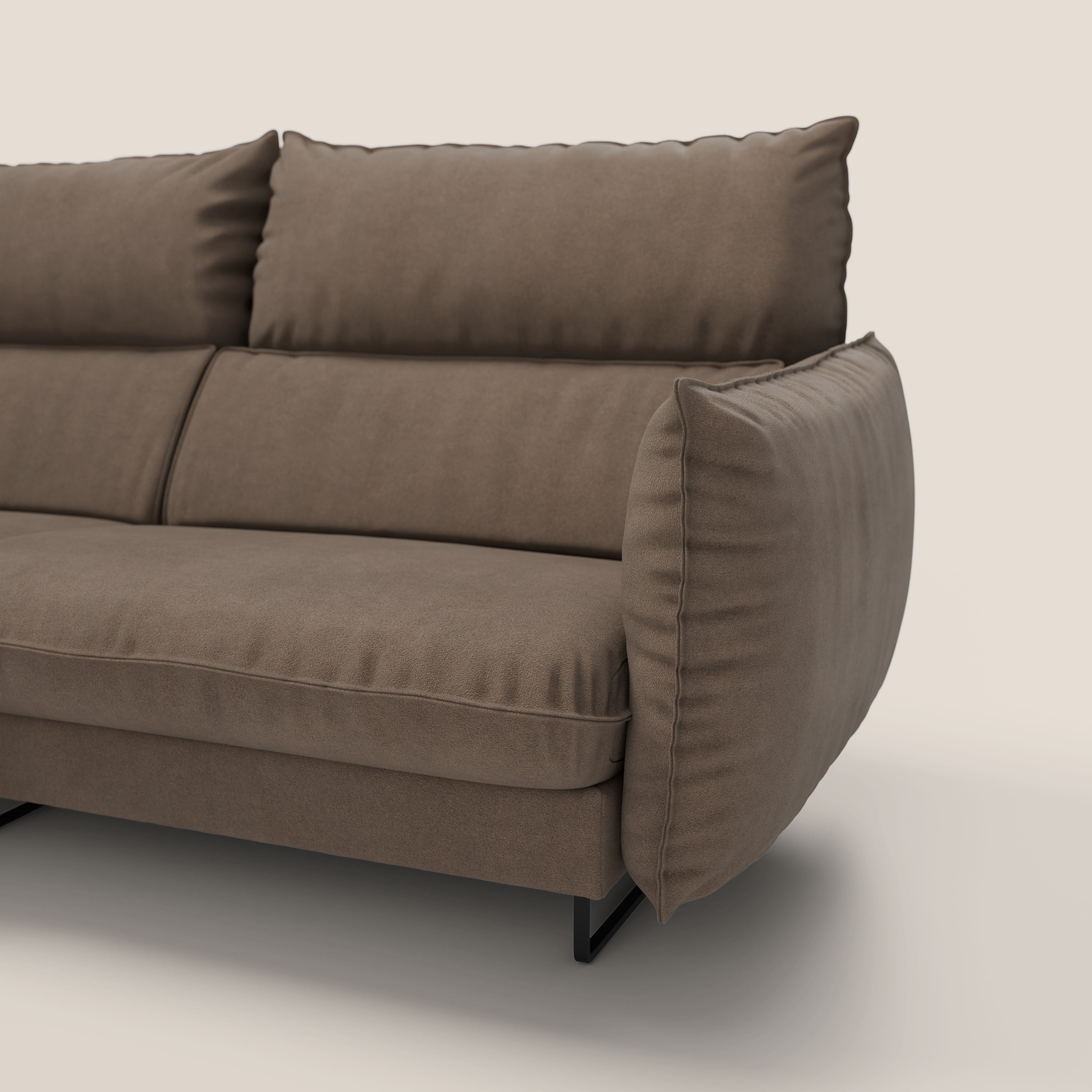 Monamour divano moderno angolare con opzione relax elettrico in microfibra smacchiabile impermeabile T11 marrone - divani.store