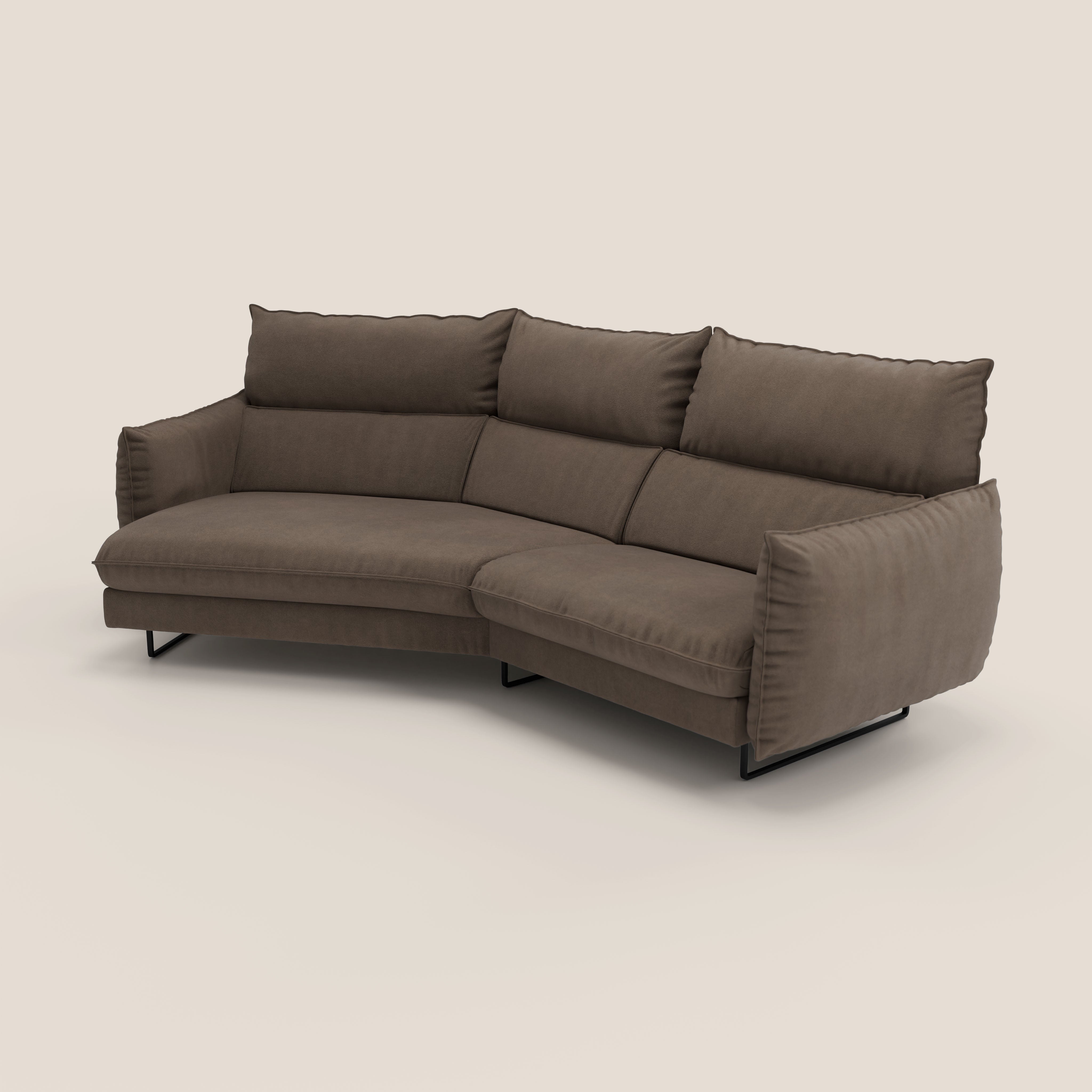 Monamour divano moderno angolare con opzione relax elettrico in microfibra smacchiabile impermeabile T11 marrone - divani.store