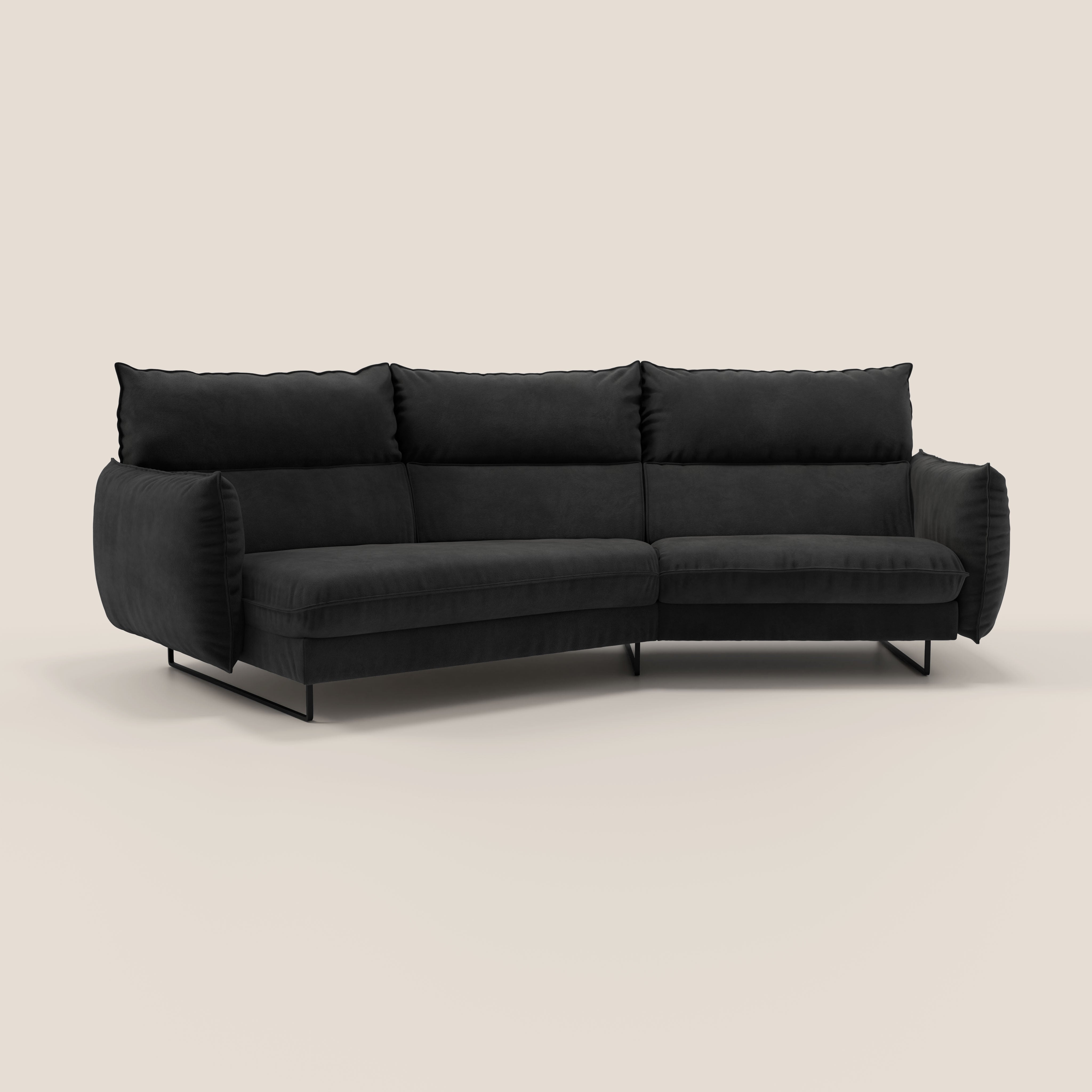 Monamour divano moderno angolare con opzione relax elettrico in microfibra smacchiabile impermeabile T11 nero - divani.store