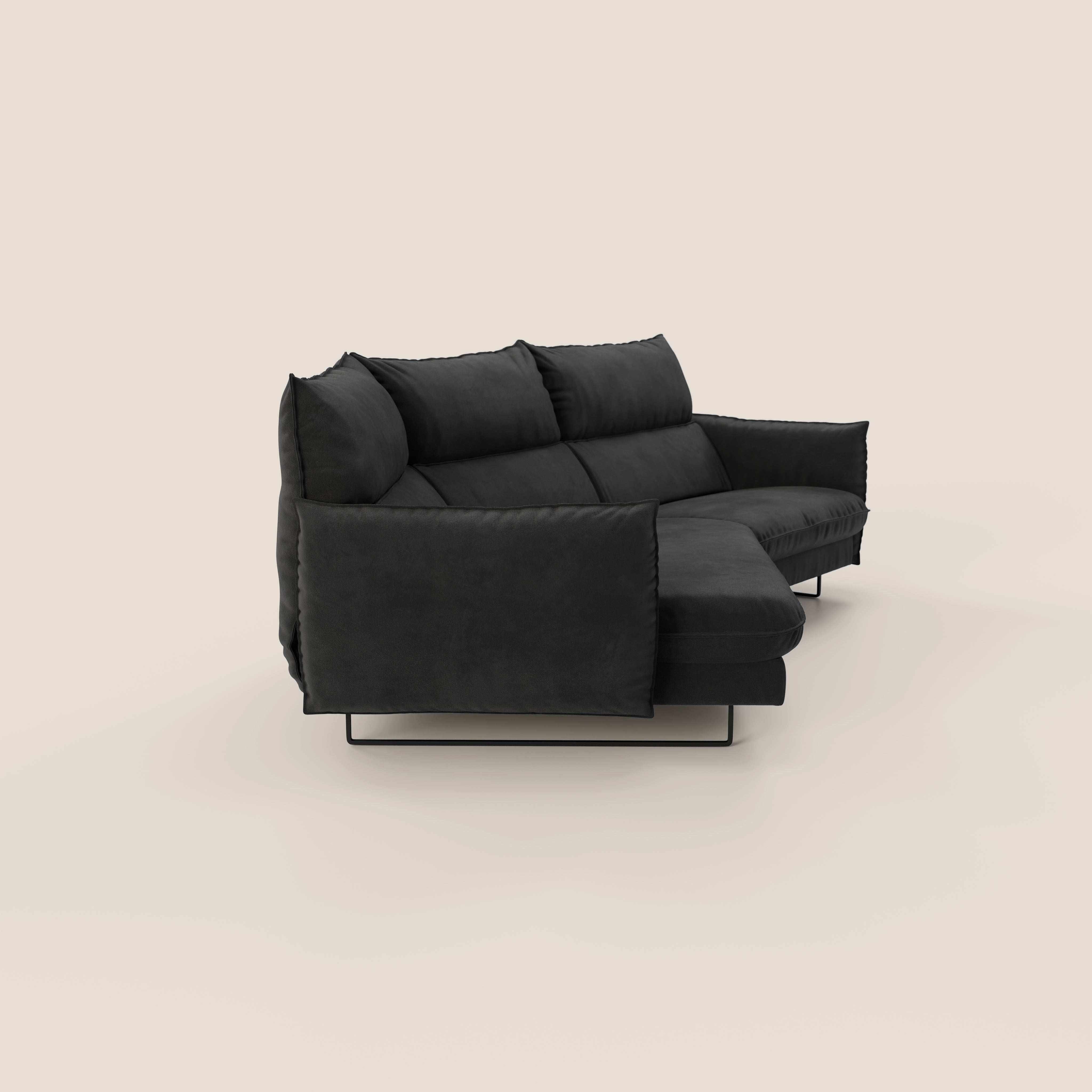 Monamour divano moderno angolare con opzione relax elettrico in microfibra smacchiabile impermeabile T11 nero - divani.store