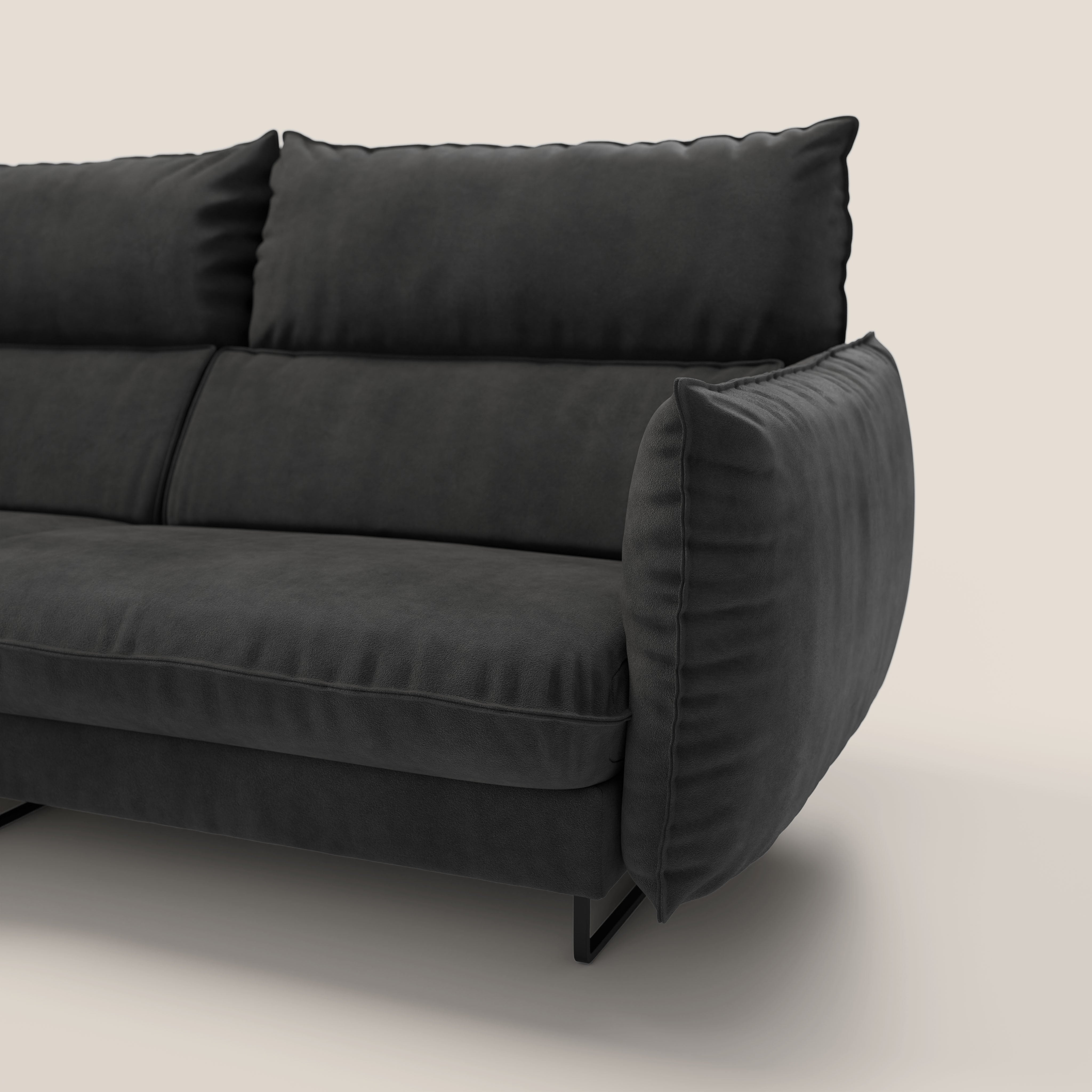 Monamour divano moderno angolare con opzione relax elettrico in microfibra smacchiabile impermeabile T11 nero - divani.store