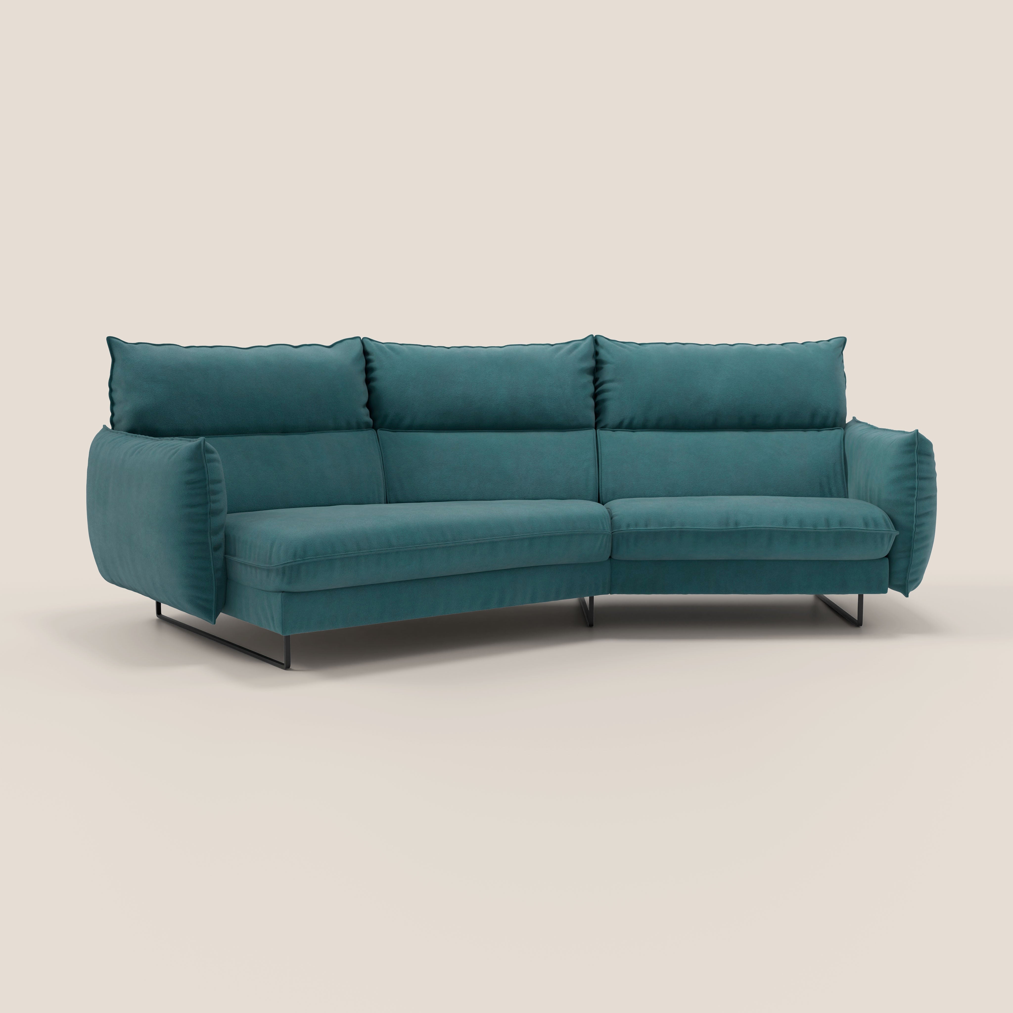 Monamour divano moderno angolare con opzione relax elettrico in microfibra smacchiabile impermeabile T11 petrolio - divani.store