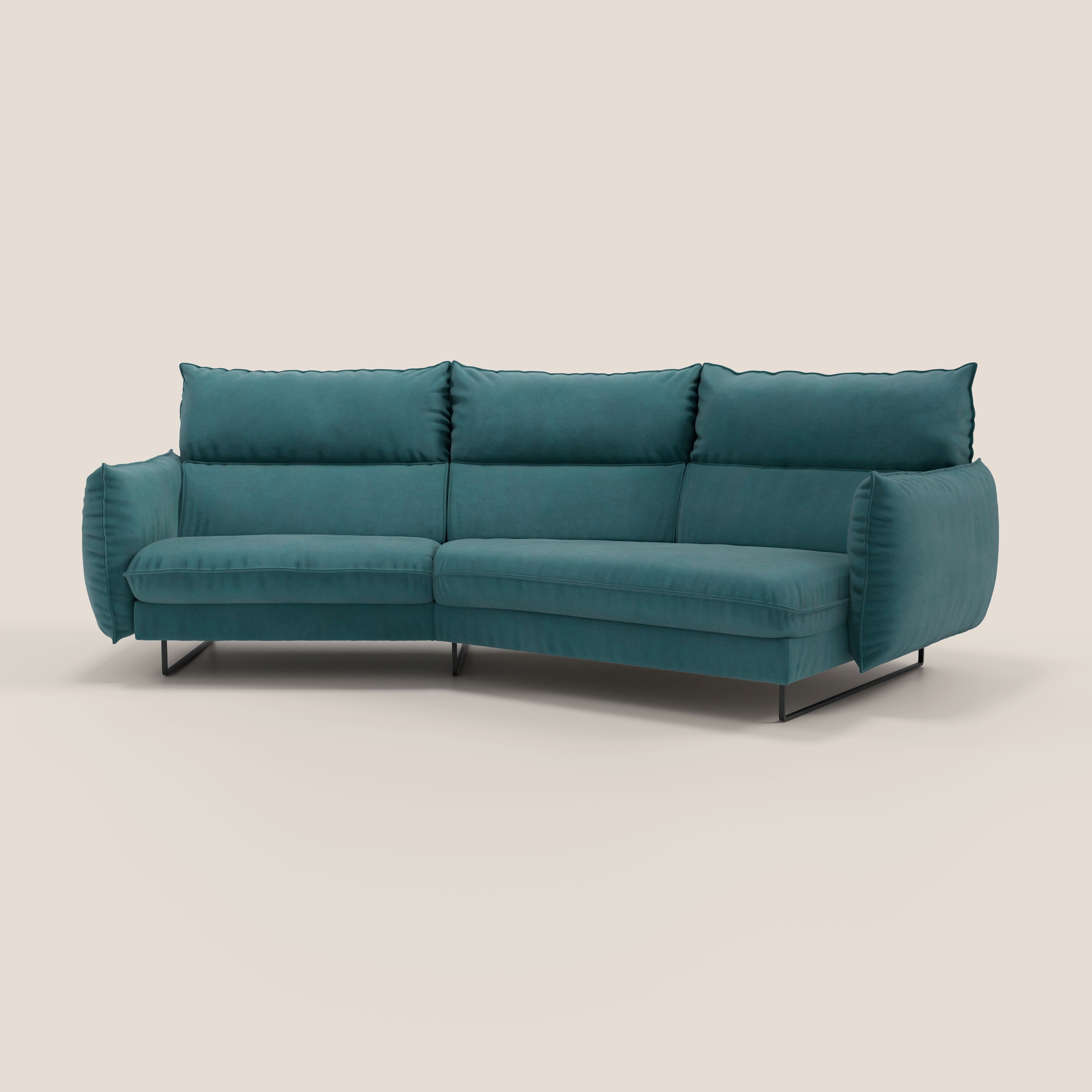 Monamour divano moderno angolare con opzione relax elettrico in microfibra smacchiabile impermeabile T11 petrolio - divani.store