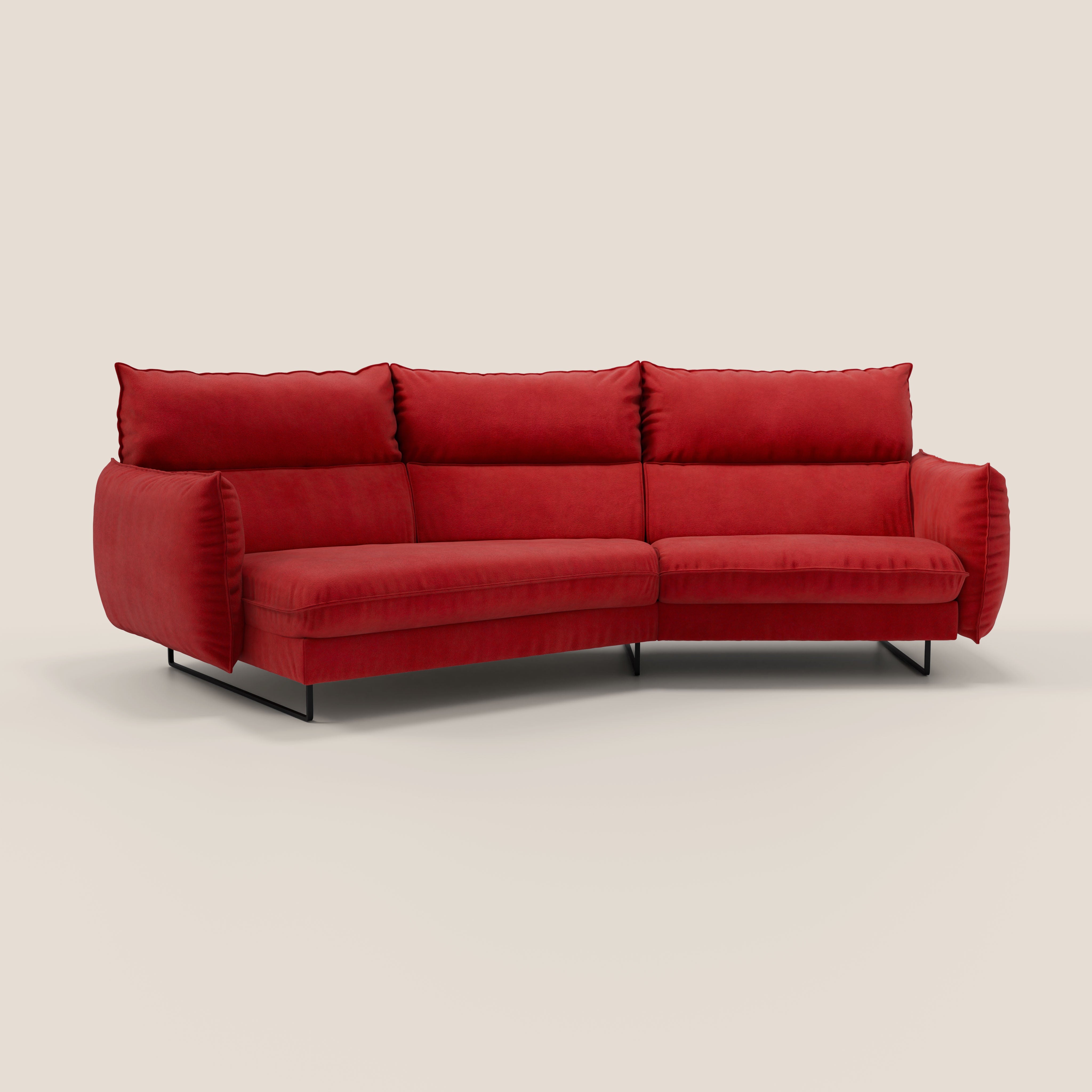 Monamour divano moderno angolare con opzione relax elettrico in microfibra smacchiabile impermeabile T11 rosso - divani.store