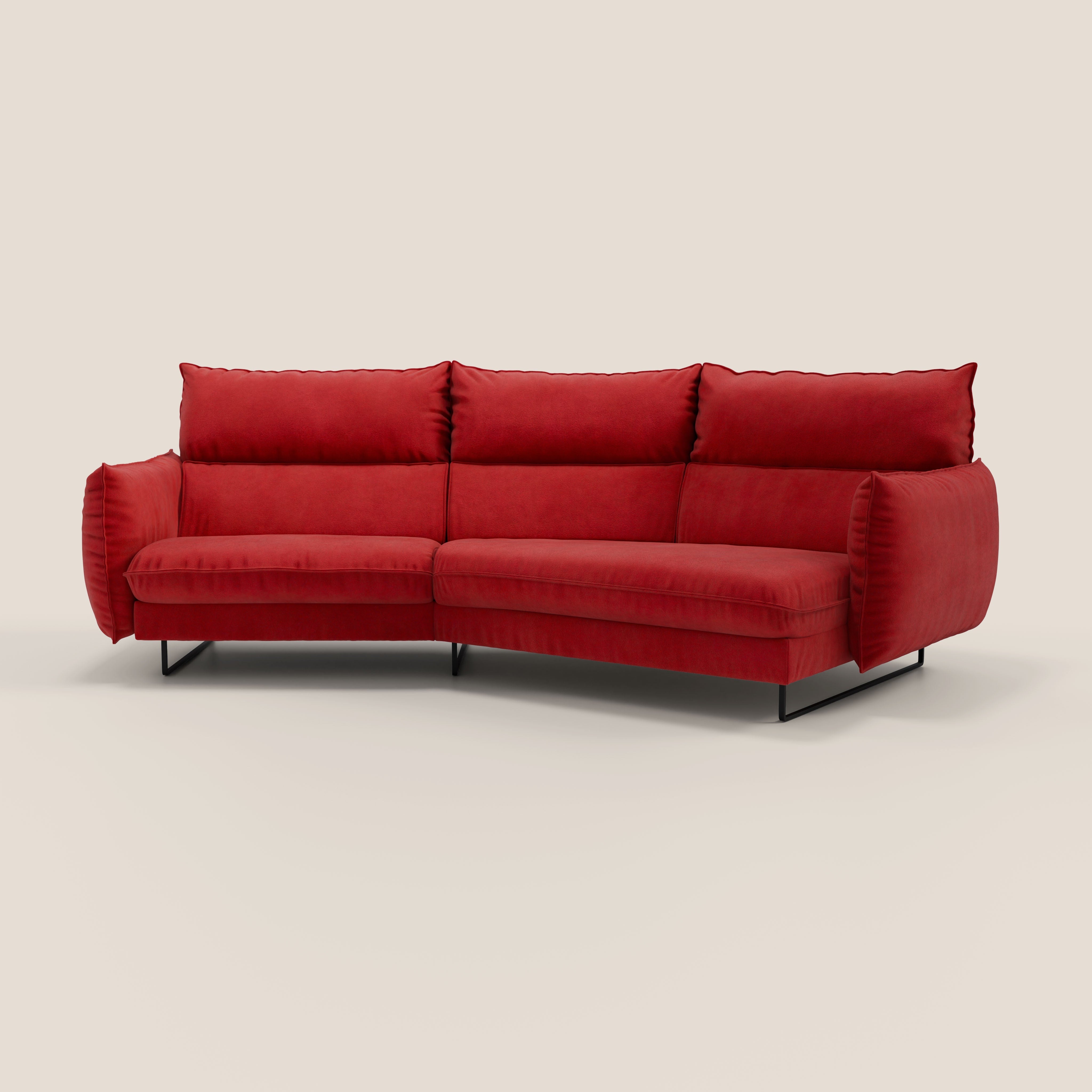 Monamour divano moderno angolare con opzione relax elettrico in microfibra smacchiabile impermeabile T11 rosso - divani.store