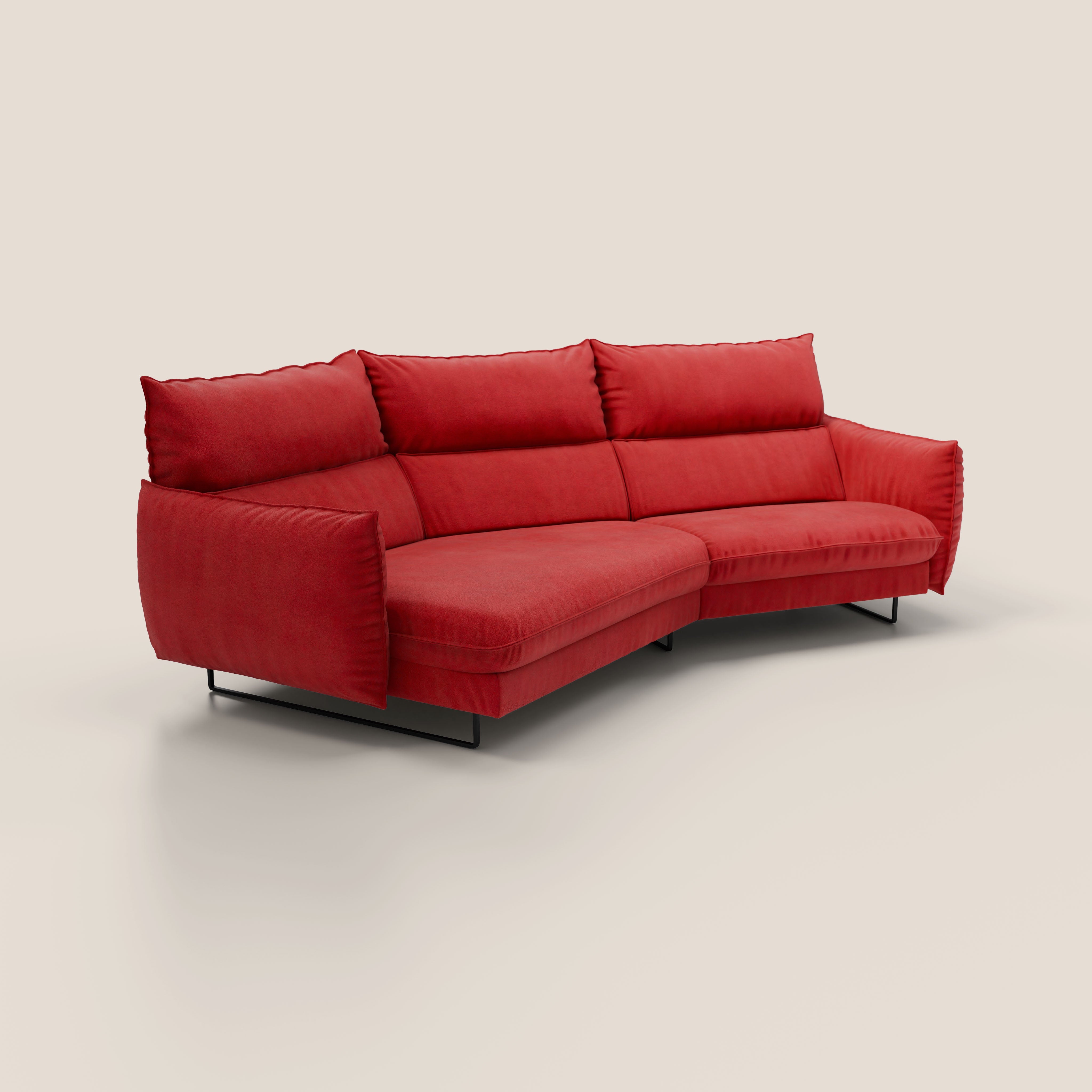 Monamour divano moderno angolare con opzione relax elettrico in microfibra smacchiabile impermeabile T11 rosso - divani.store