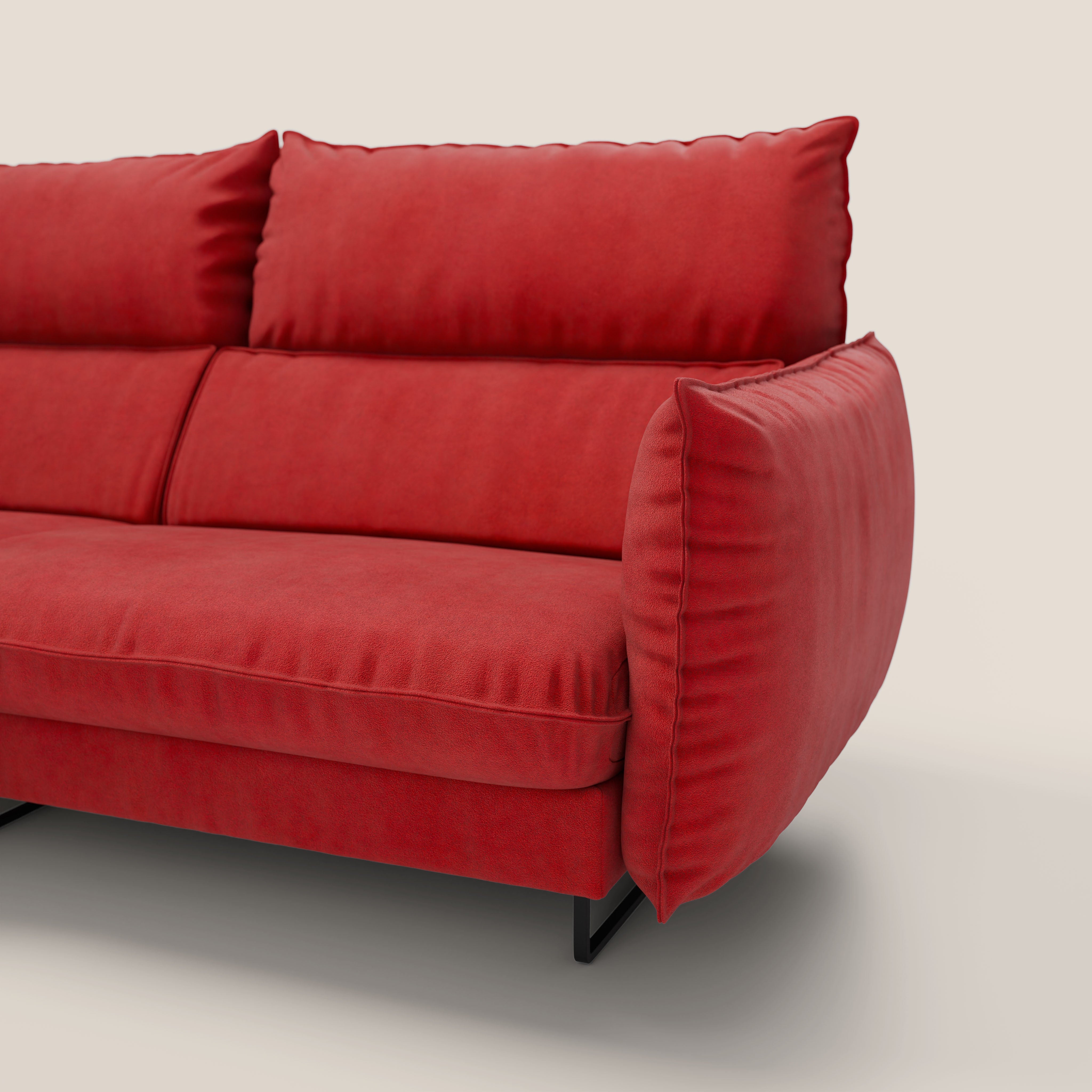 Monamour divano moderno angolare con opzione relax elettrico in microfibra smacchiabile impermeabile T11 rosso - divani.store