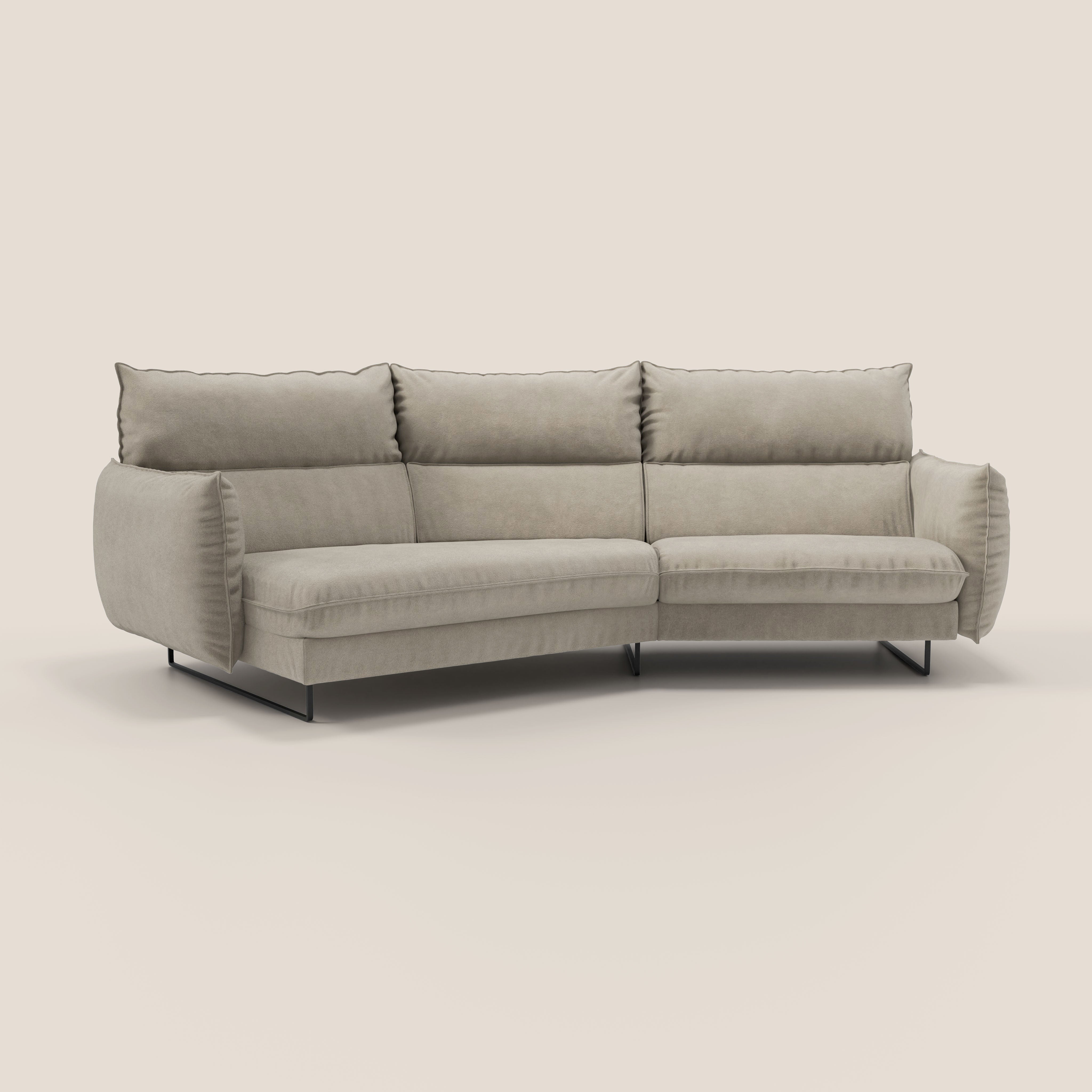 Monamour divano moderno angolare con opzione relax elettrico in microfibra smacchiabile impermeabile T11 tortora - divani.store