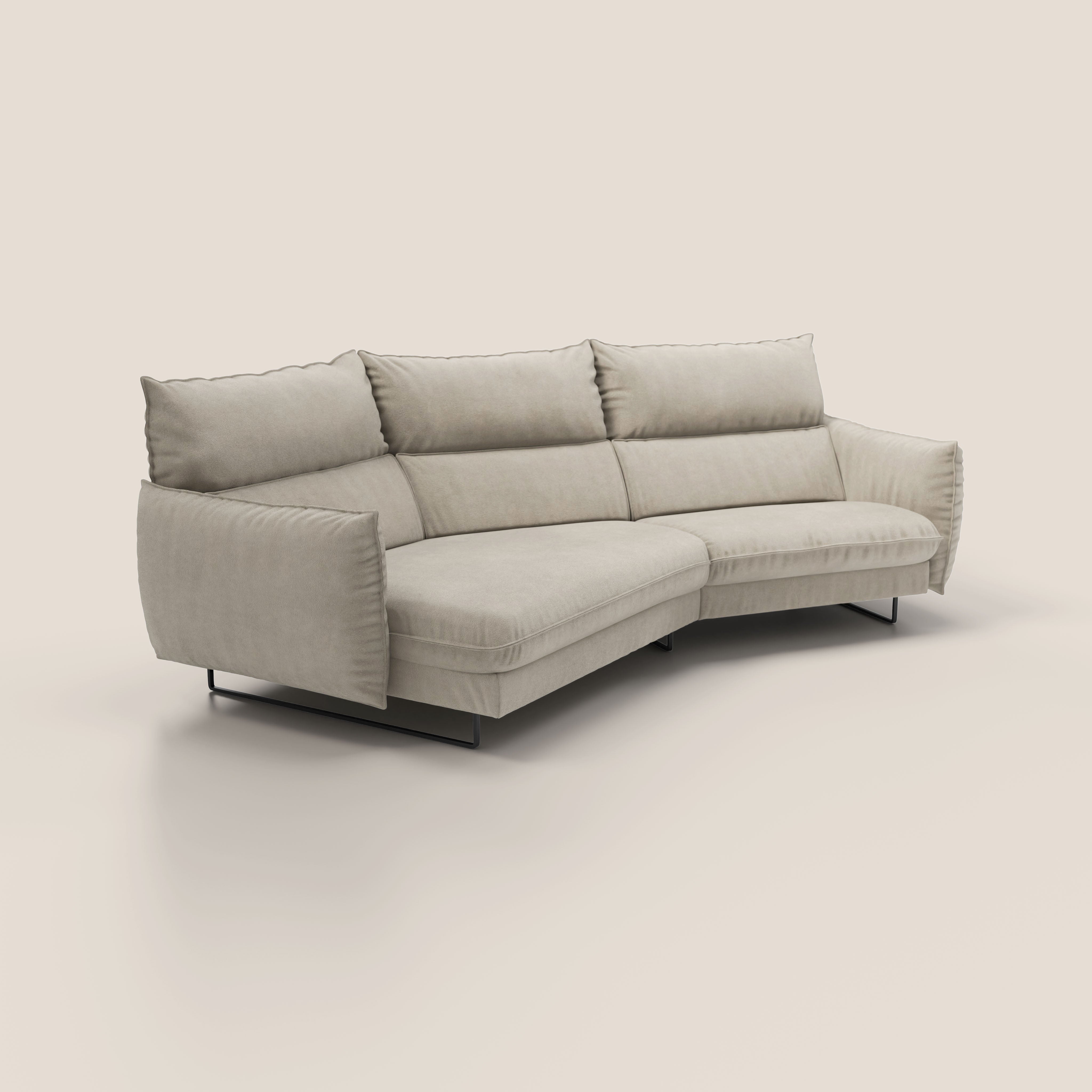 Monamour divano moderno angolare con opzione relax elettrico in microfibra smacchiabile impermeabile T11 tortora - divani.store