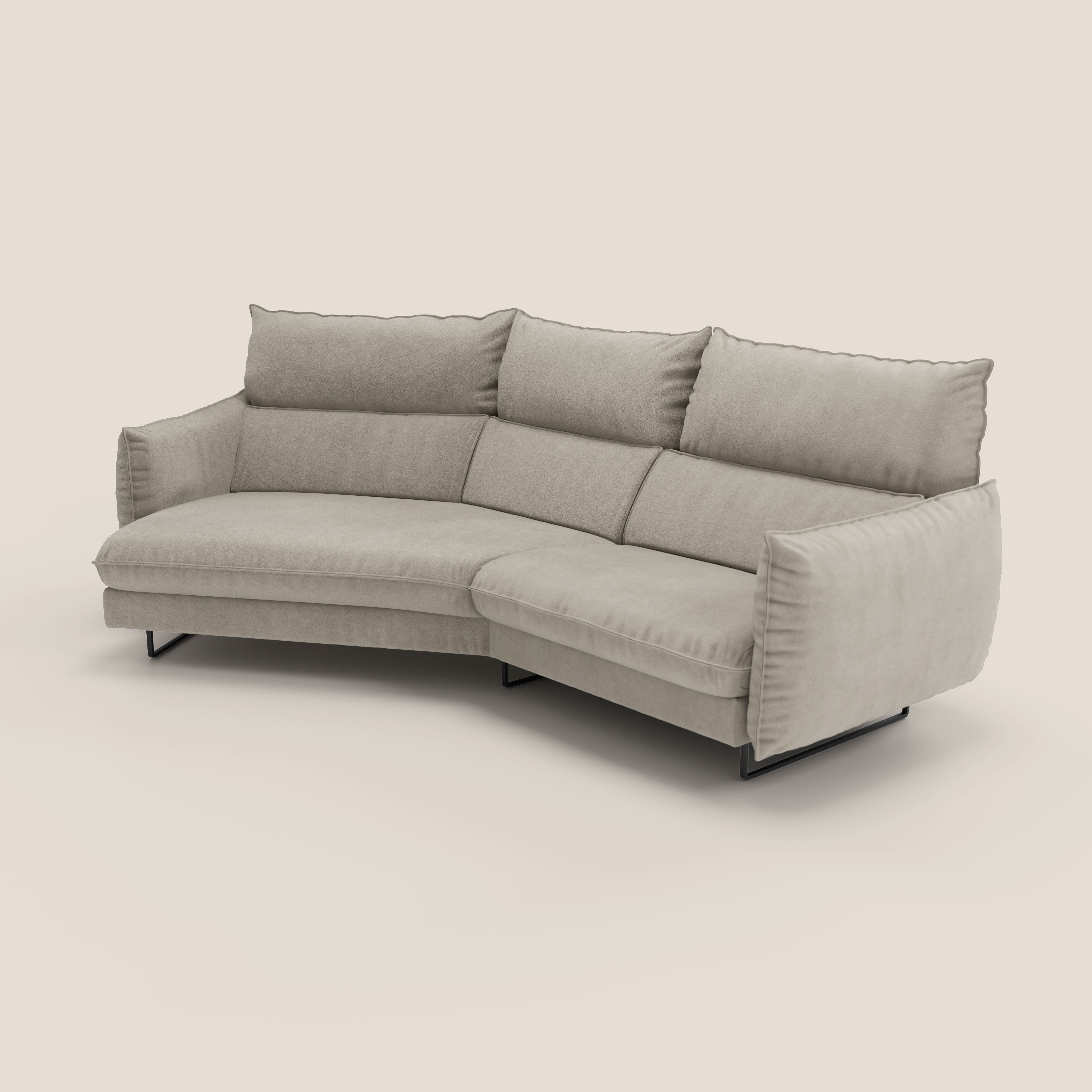 Monamour divano moderno angolare con opzione relax elettrico in microfibra smacchiabile impermeabile T11 tortora - divani.store