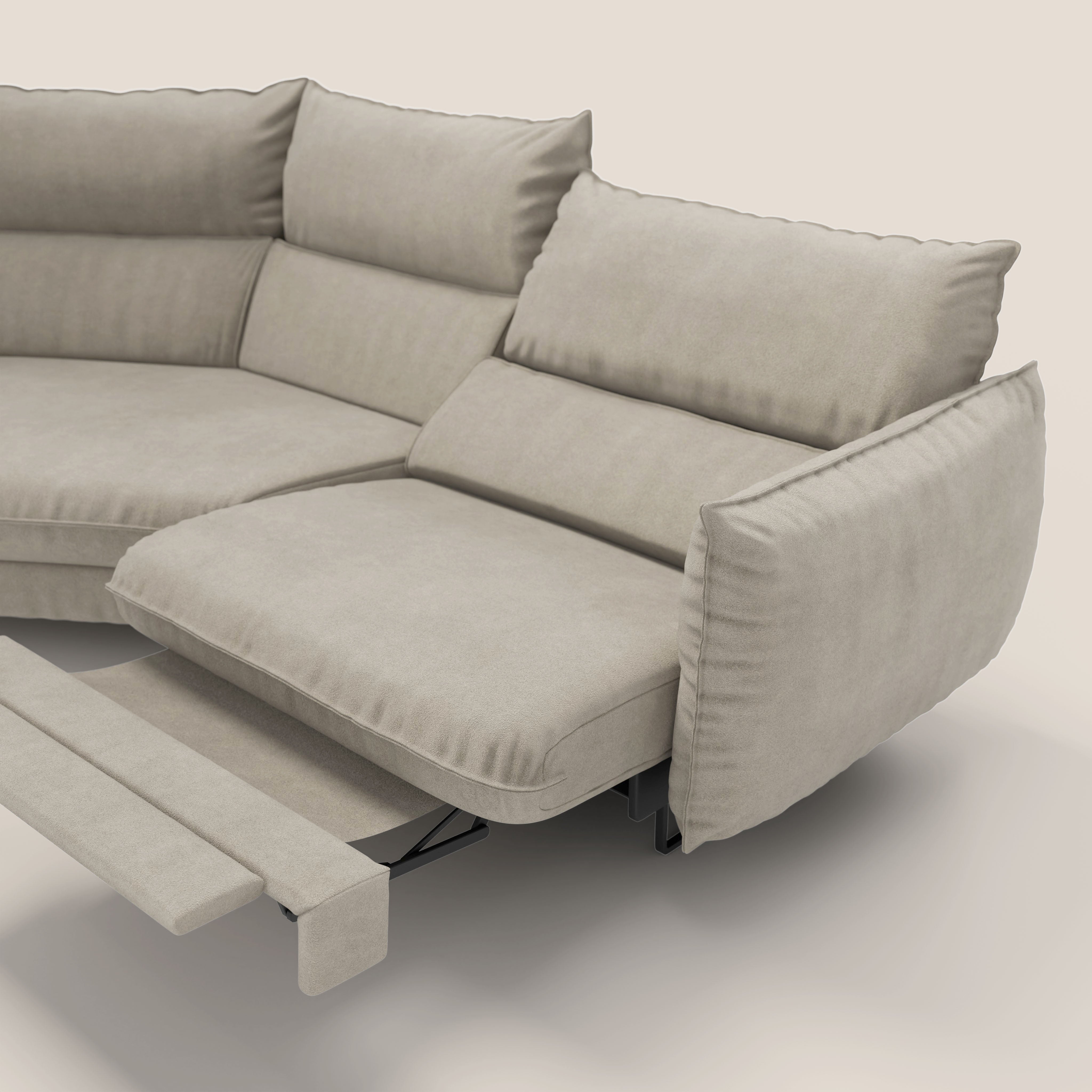 Monamour divano moderno angolare con opzione relax elettrico in microfibra smacchiabile impermeabile T11 tortora - divani.store