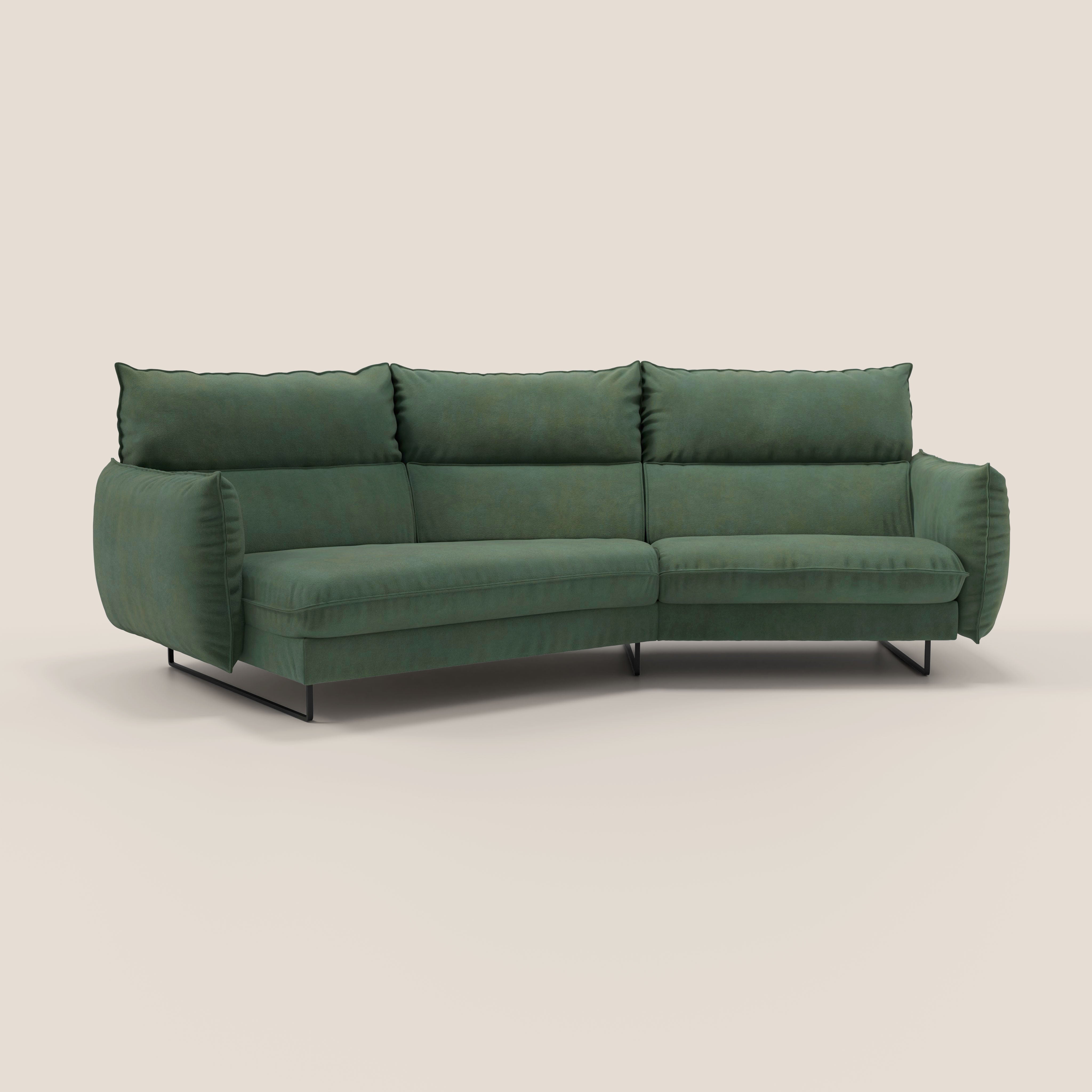 Monamour divano moderno angolare con opzione relax elettrico in microfibra smacchiabile impermeabile T11 verde - divani.store