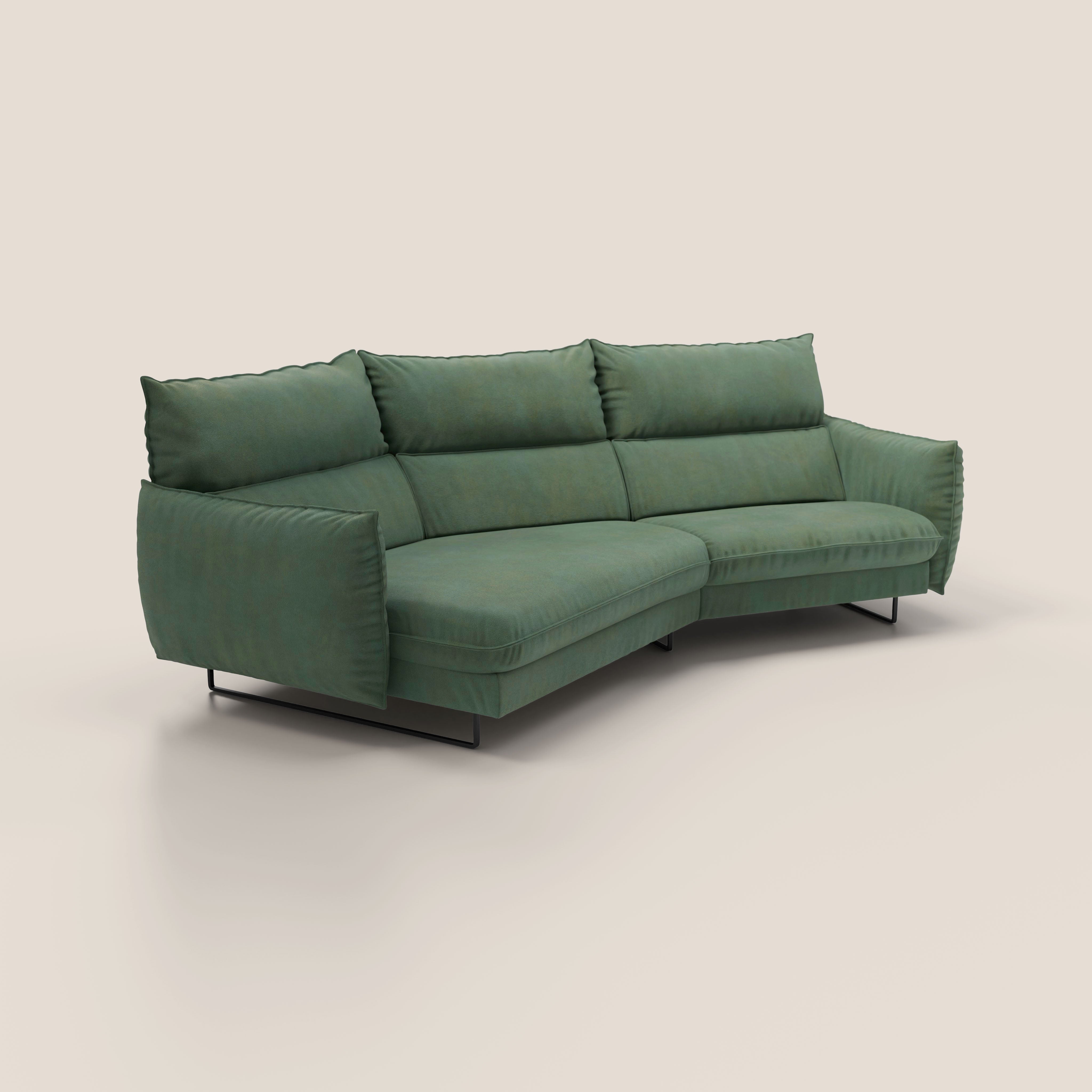 Monamour divano moderno angolare con opzione relax elettrico in microfibra smacchiabile impermeabile T11 verde - divani.store