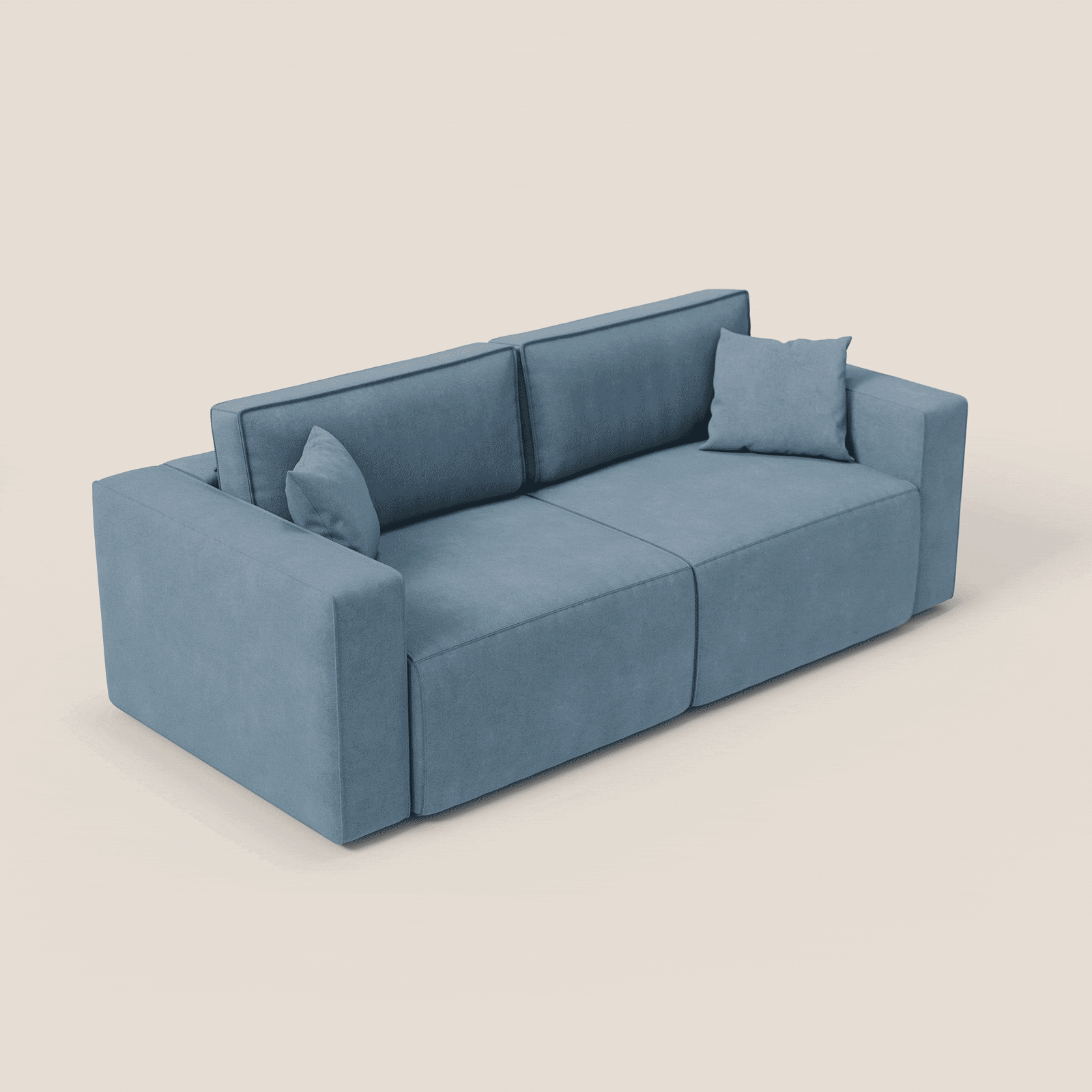 Morfeo divano con sedute estraibili in morbido tessuto impermeabile T02 carta da zucchero - divani.store