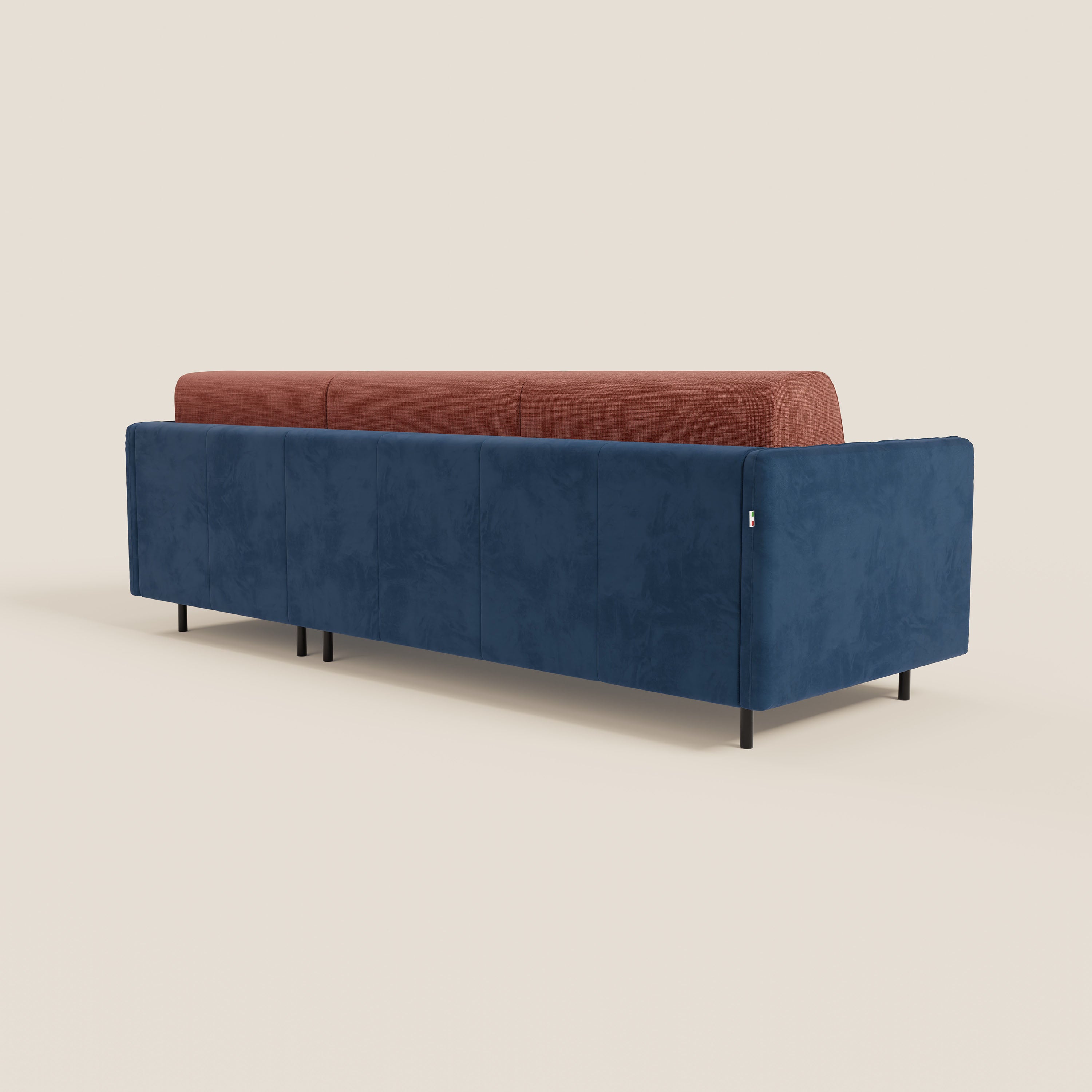 Narciso divano letto angolare con materasso alto 18 cm e penisola contenitore in tessuto bicolore impermeabile T11 e T06 - divani.store