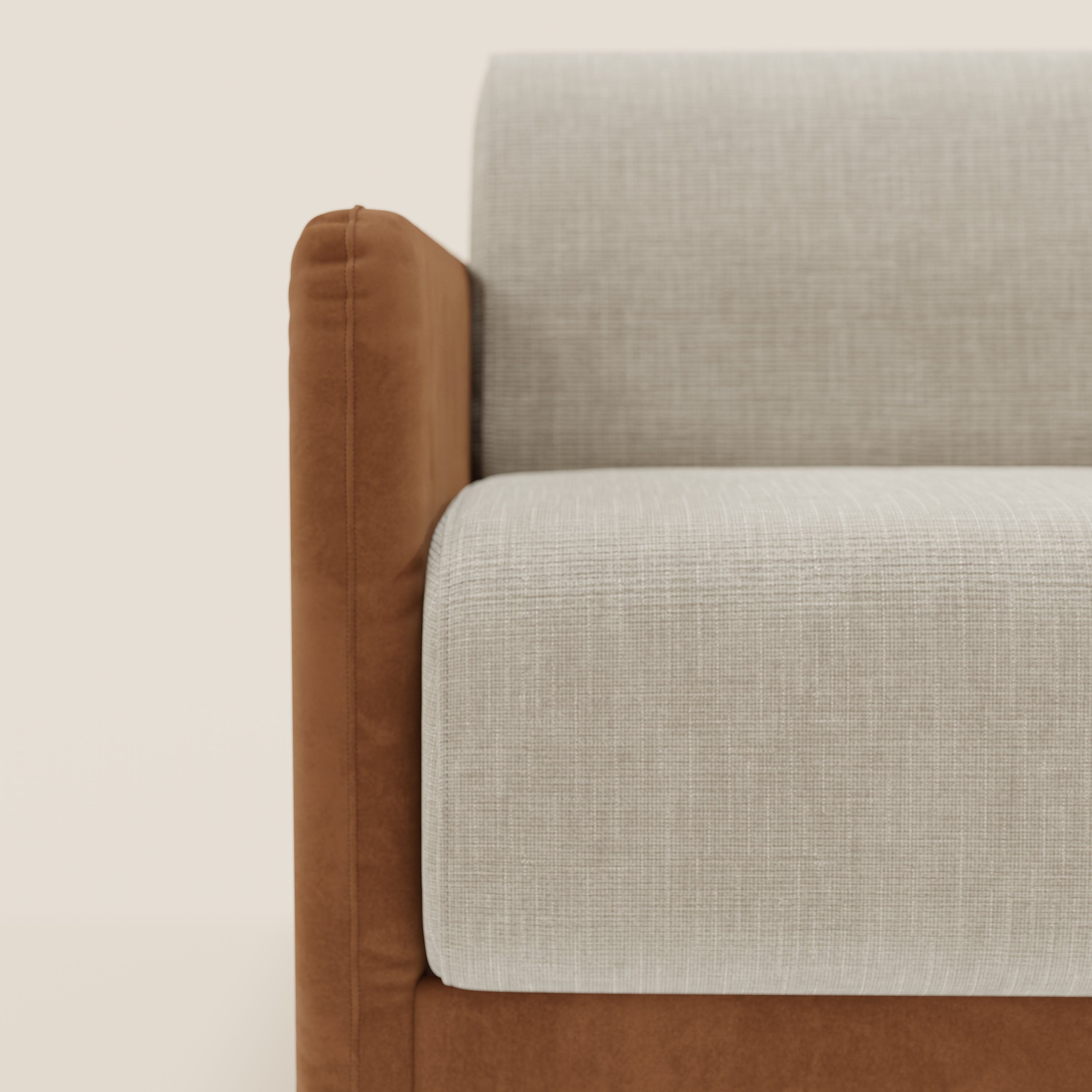 Narciso divano letto angolare con materasso alto 18 cm e penisola contenitore in tessuto bicolore impermeabile T11 e T06 - divani.store