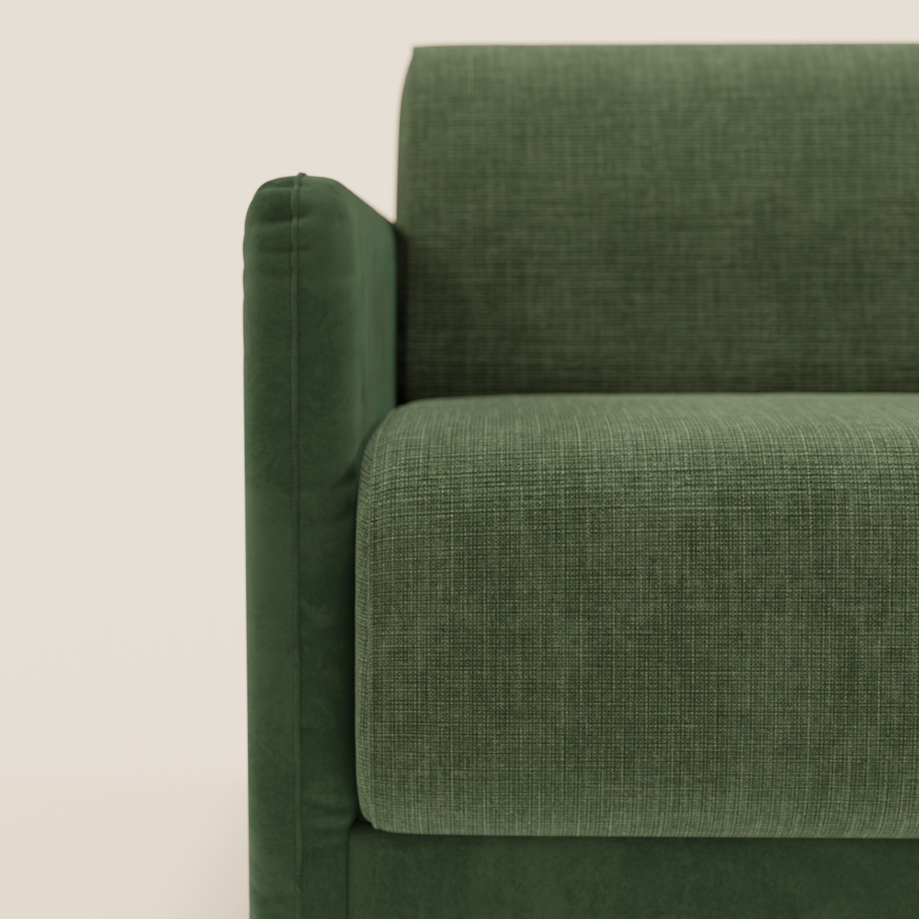 Narciso divano letto angolare con materasso alto 18 cm e penisola contenitore in tessuto bicolore impermeabile T11 e T06 - divani.store