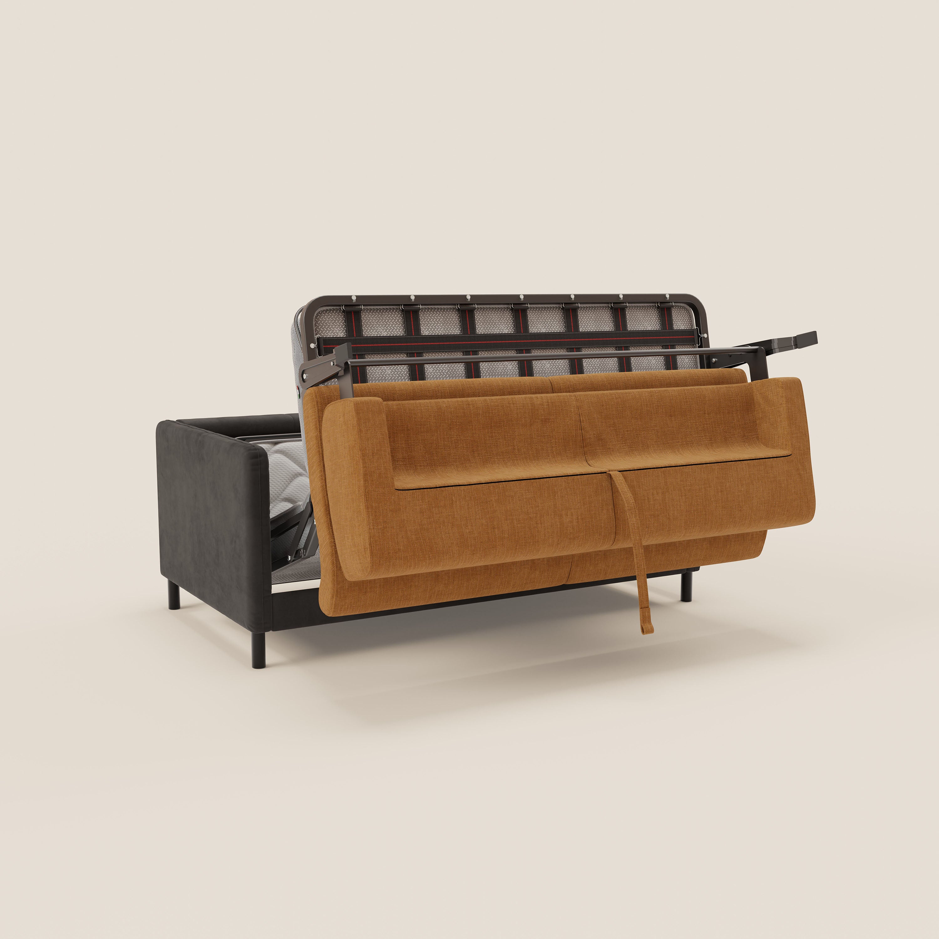 Narciso divano letto desing con materasso H18 cm bicolore con struttura in microfibra smacchiabile e imbottiture in elegante tessuto impermeabile T06 - divani.store