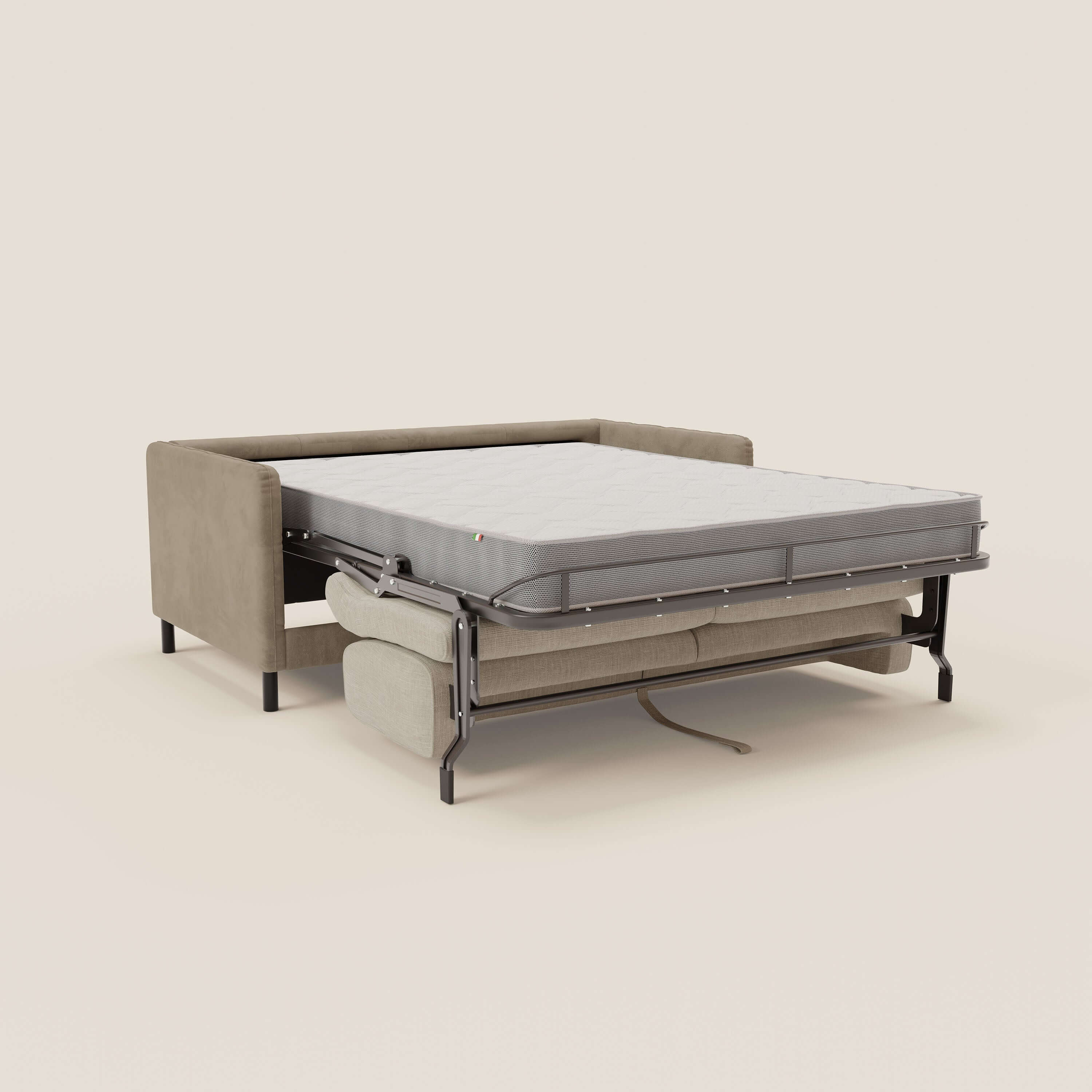 Narciso divano letto desing con materasso H18 cm bicolore con struttura in microfibra smacchiabile e imbottiture in elegante tessuto impermeabile T06 - divani.store