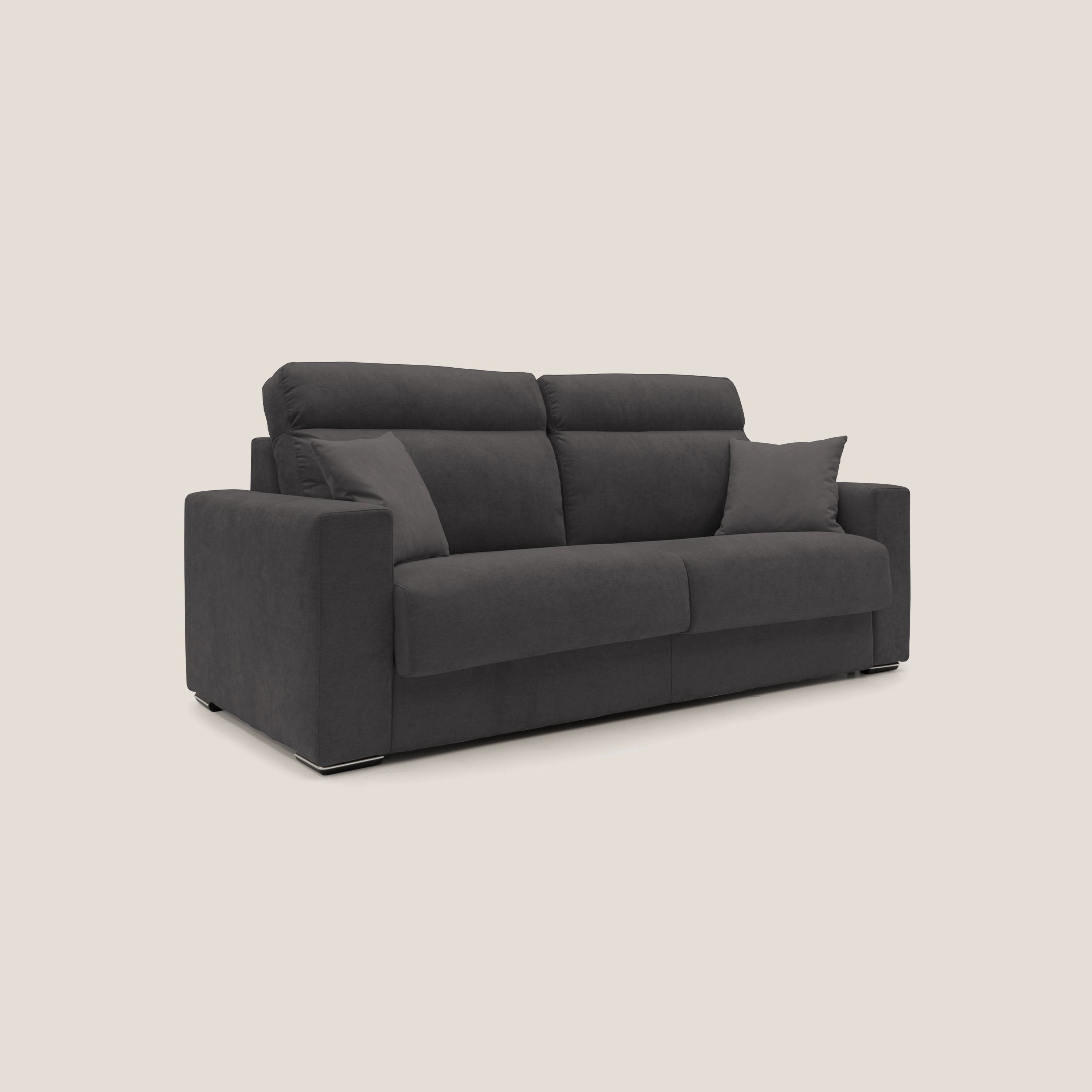 Nikita Divano letto matrimoniale con schienale morbido alto e rivestimento T02 nero - divani.store