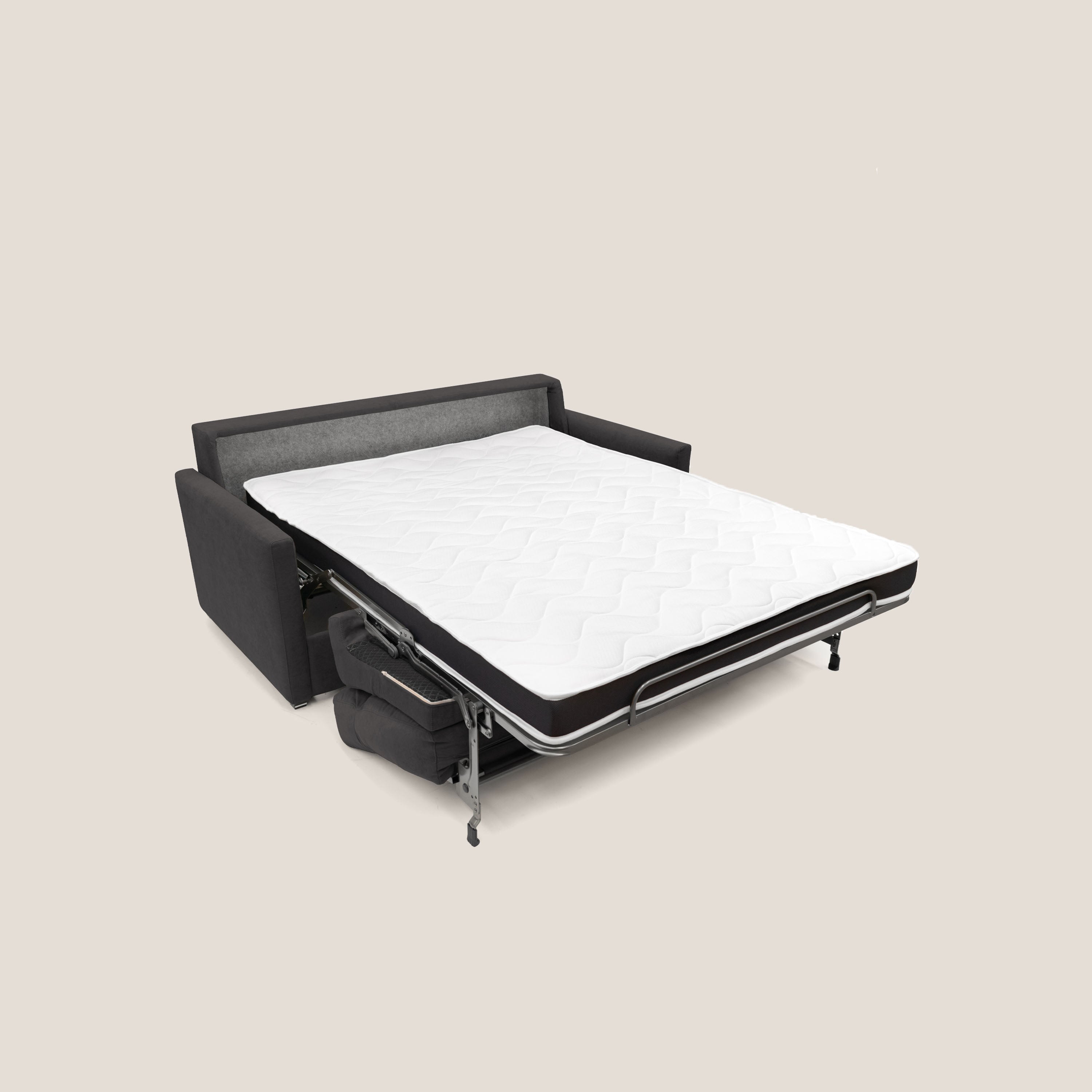 Margot Divano letto matrimoniale con schienale morbido alto in tessuto T02 nero - divani.store