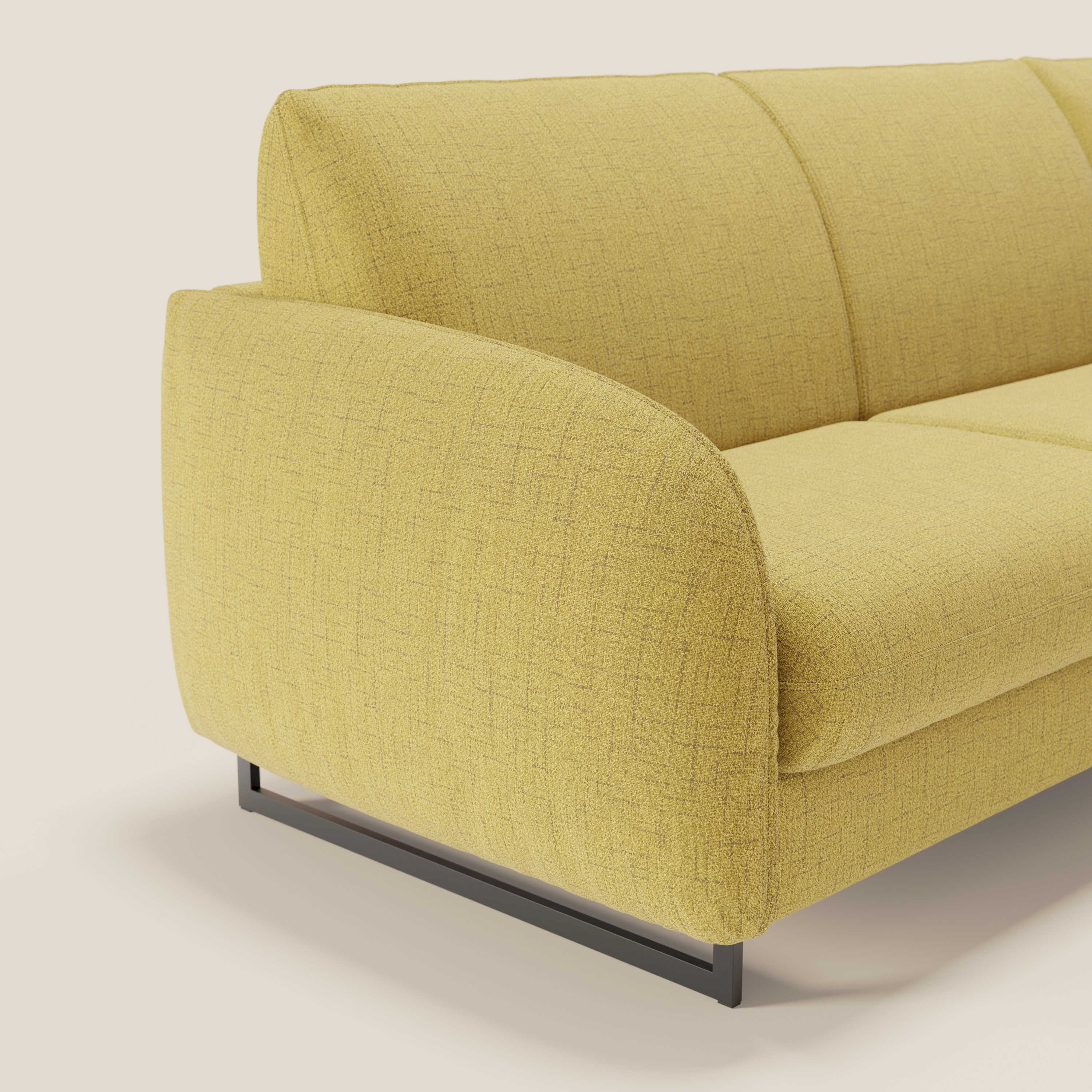 Ninfea Divano Letto Angolare con Penisola Contenitore e Materasso H18 cm - piedini in metallo e Tessuto impermeabile T03 - divani.store