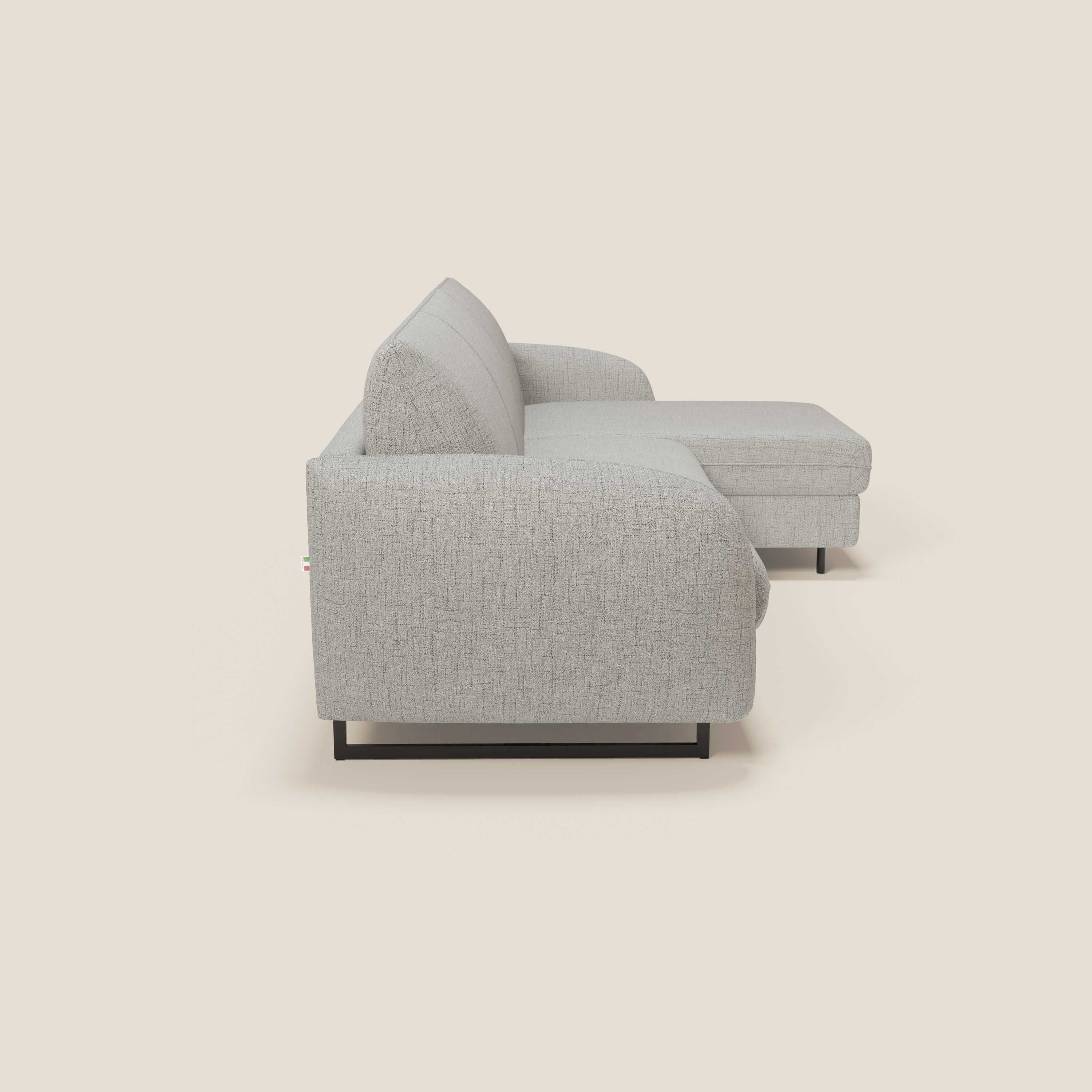 Ninfea Divano Letto Angolare con Penisola Contenitore e Materasso H18 cm - piedini in metallo e Tessuto impermeabile T03 - divani.store