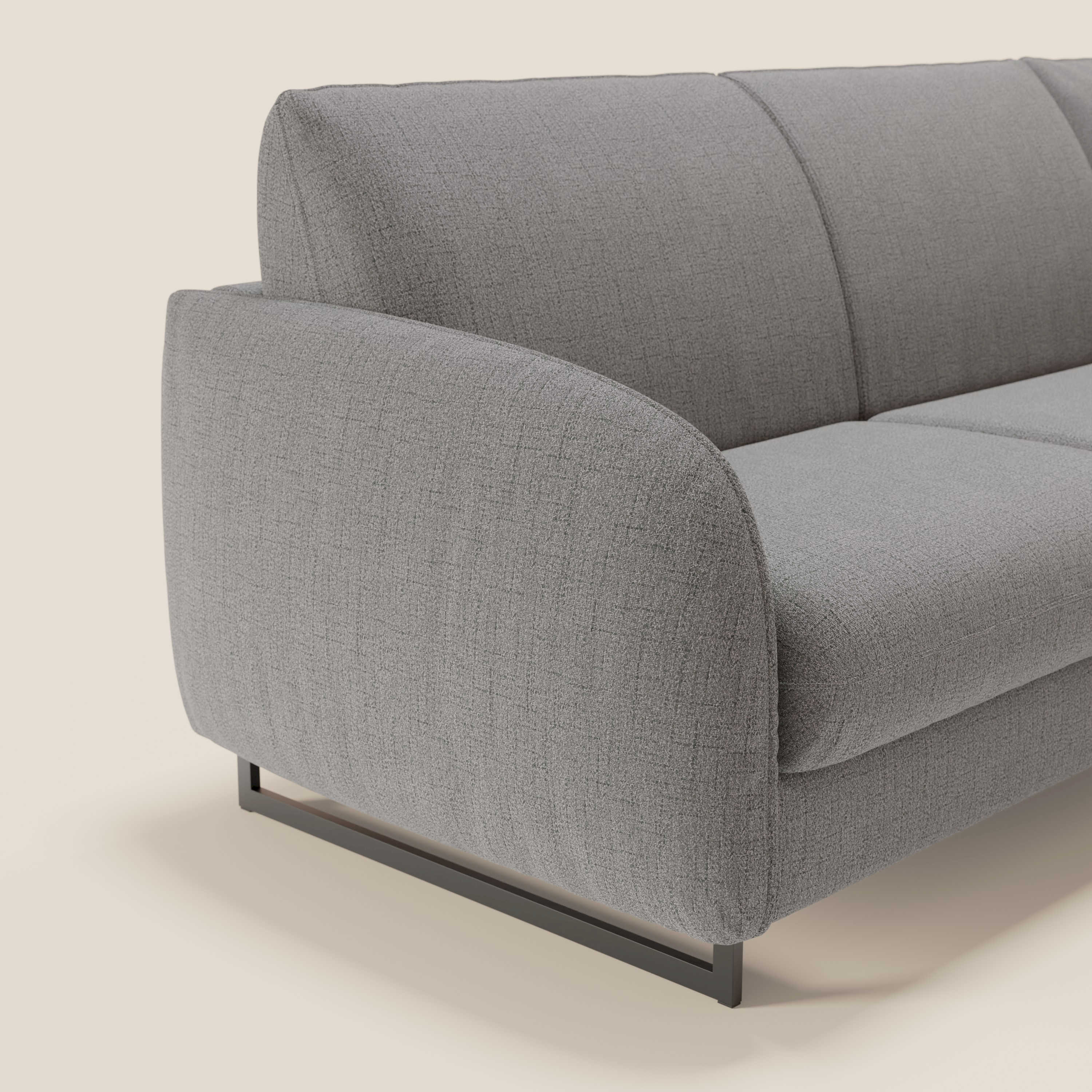 Ninfea Divano Letto Angolare con Penisola Contenitore e Materasso H18 cm - piedini in metallo e Tessuto impermeabile T03 - divani.store