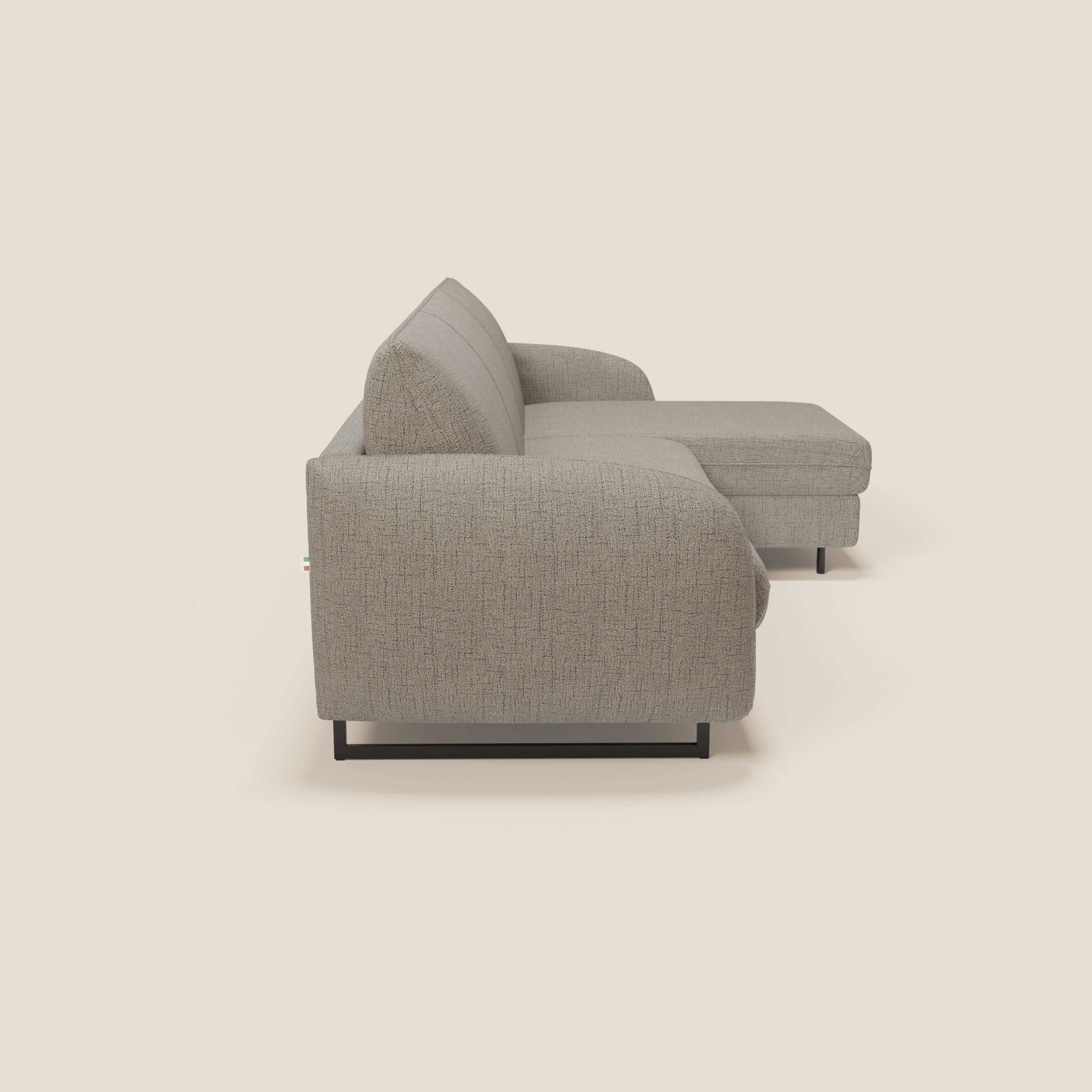 Ninfea Divano Letto Angolare con Penisola Contenitore e Materasso H18 cm - piedini in metallo e Tessuto impermeabile T03 - divani.store