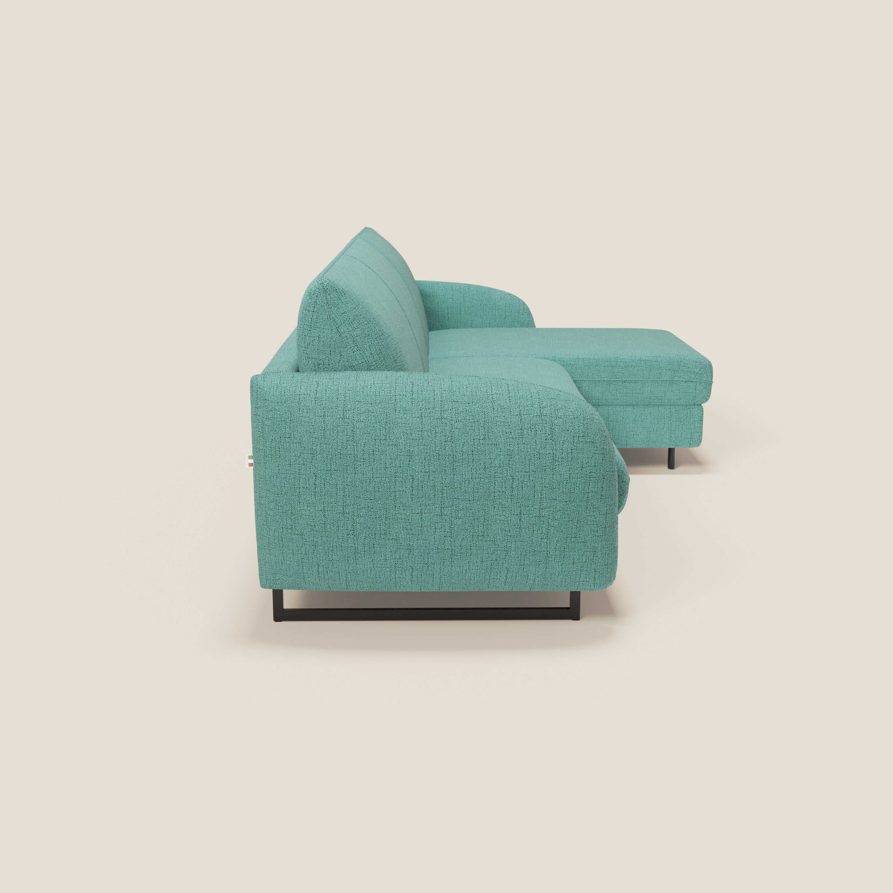 Ninfea Divano Letto Angolare con Penisola Contenitore e Materasso H18 cm - piedini in metallo e Tessuto impermeabile T03 - divani.store