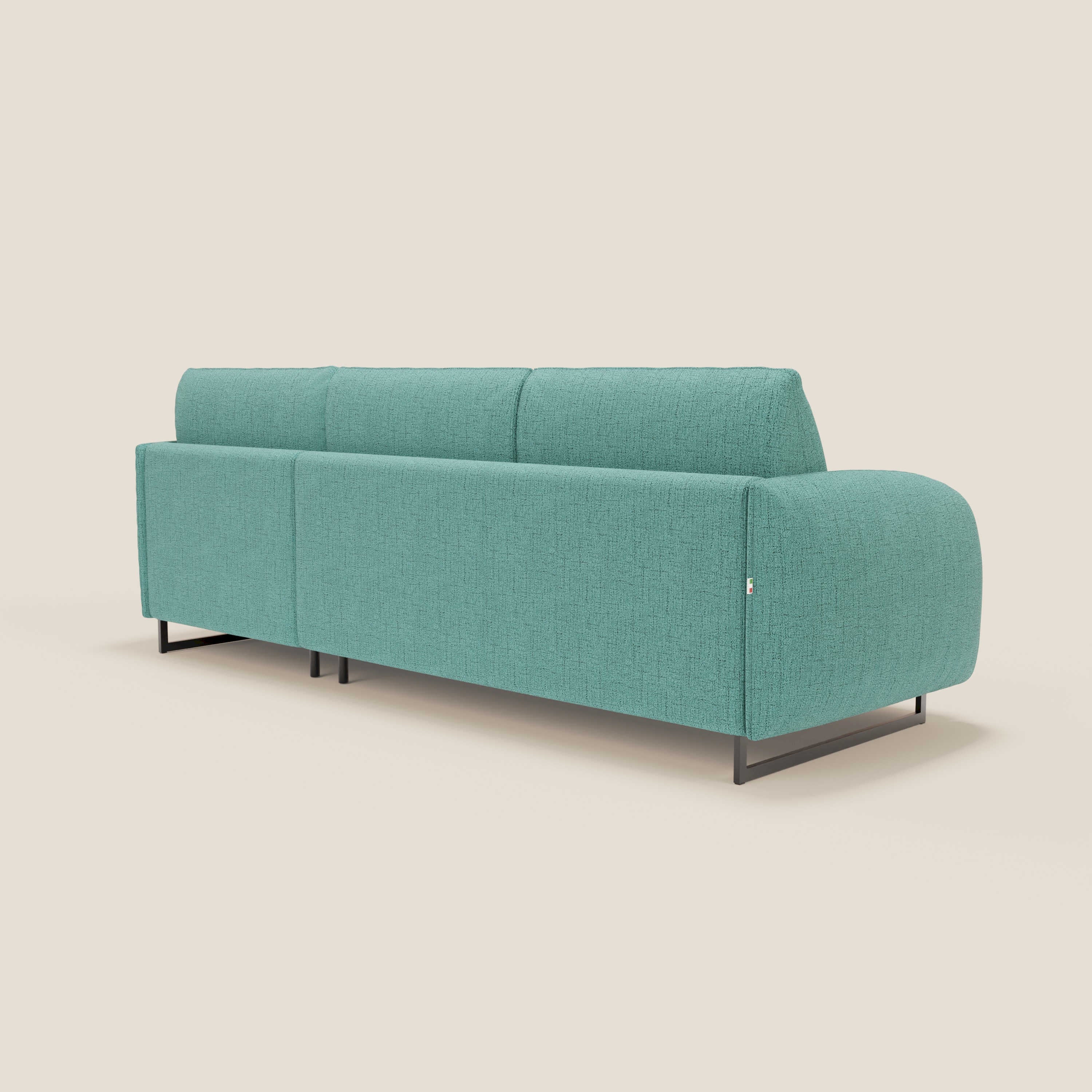 Ninfea Divano Letto Angolare con Penisola Contenitore e Materasso H18 cm - piedini in metallo e Tessuto impermeabile T03 - divani.store