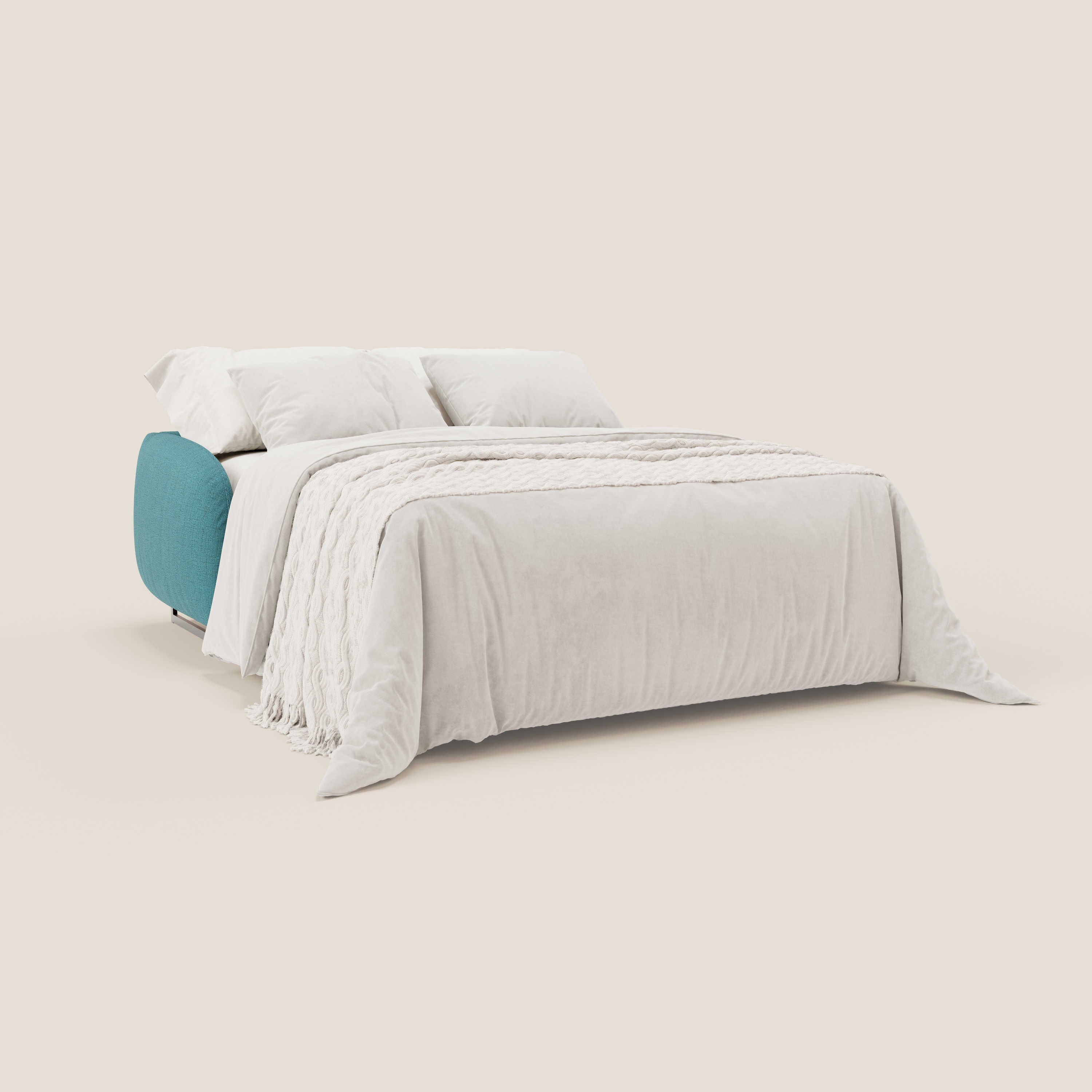 Ninfea divano letto Design Morbido con Piedini alti in Metallo e Materasso H18 cm in tessuto impermeabile T03 - divani.store