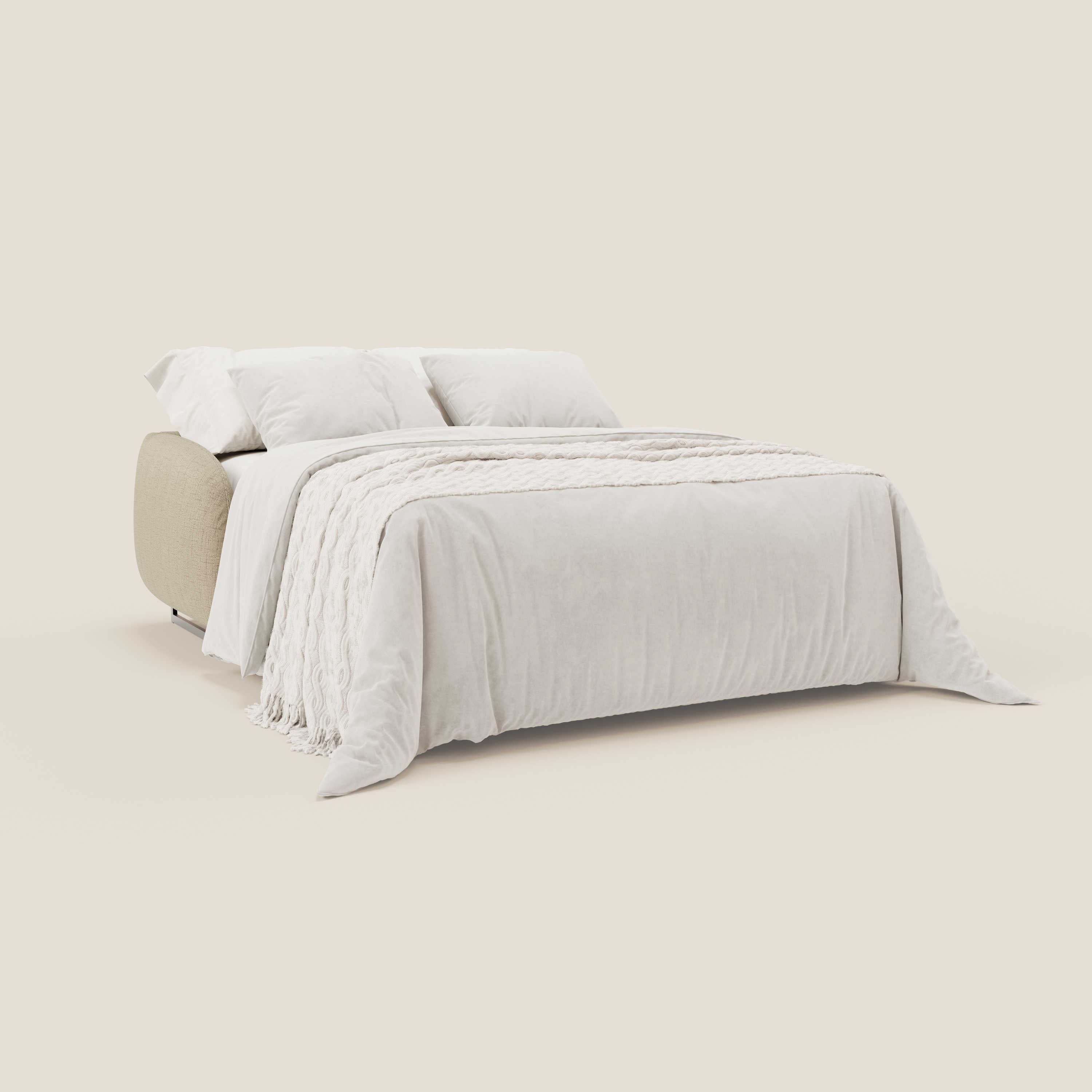 Ninfea divano letto Design Morbido con Piedini alti in Metallo e Materasso H18 cm in tessuto impermeabile T03 - divani.store