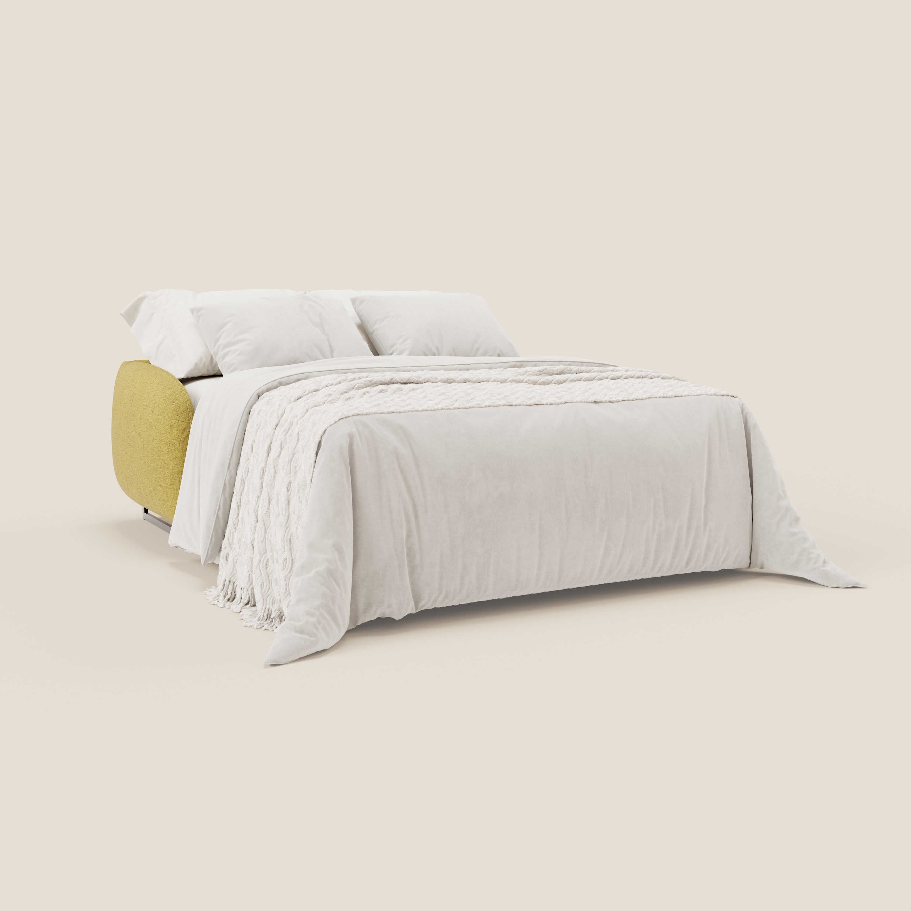 Ninfea divano letto Design Morbido con Piedini alti in Metallo e Materasso H18 cm in tessuto impermeabile T03 - divani.store