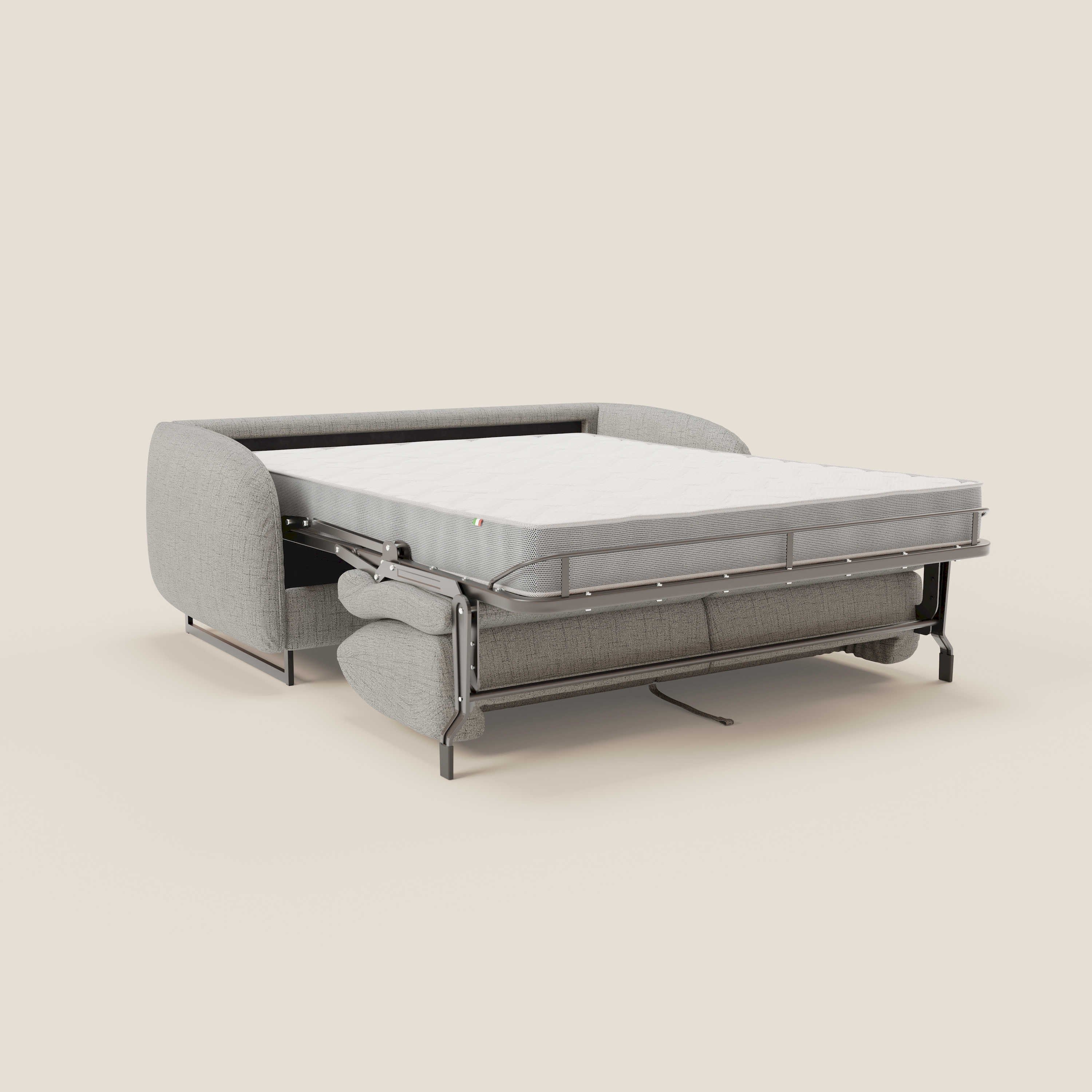 Ninfea divano letto Design Morbido con Piedini alti in Metallo e Materasso H18 cm in tessuto impermeabile T03 - divani.store