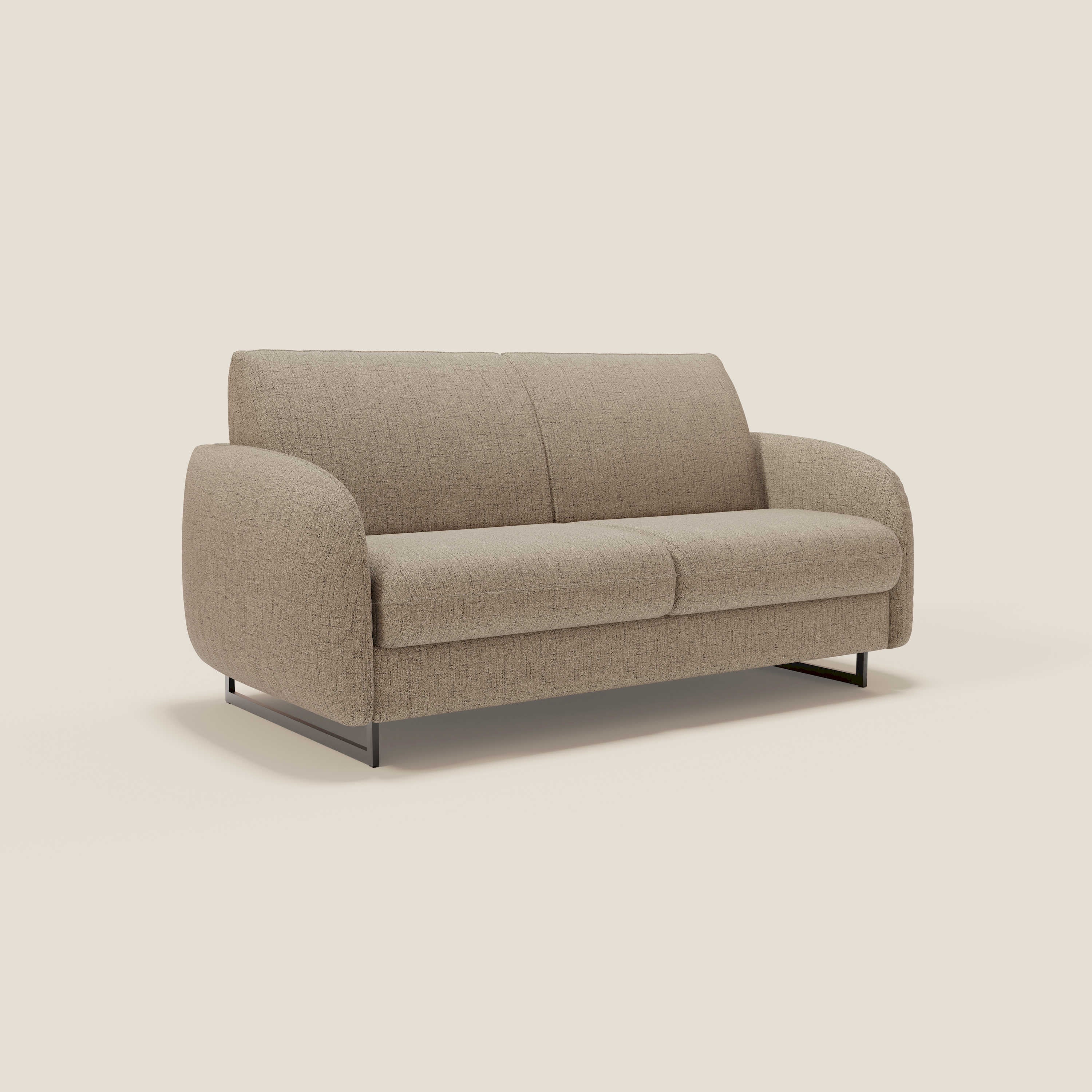 Ninfea divano letto Design Morbido con Piedini alti in Metallo e Materasso H18 cm in tessuto impermeabile T03 - divani.store