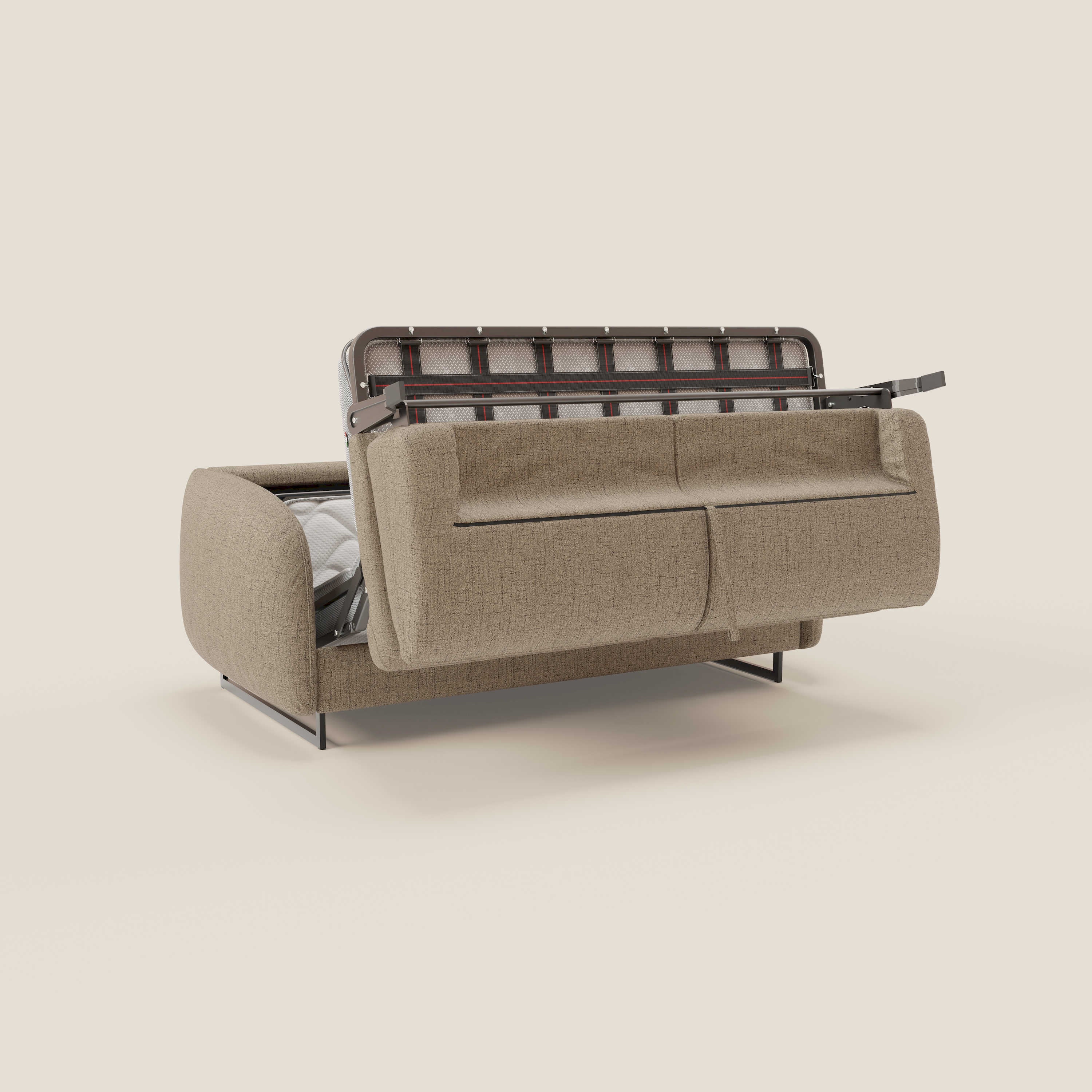 Ninfea divano letto Design Morbido con Piedini alti in Metallo e Materasso H18 cm in tessuto impermeabile T03 - divani.store