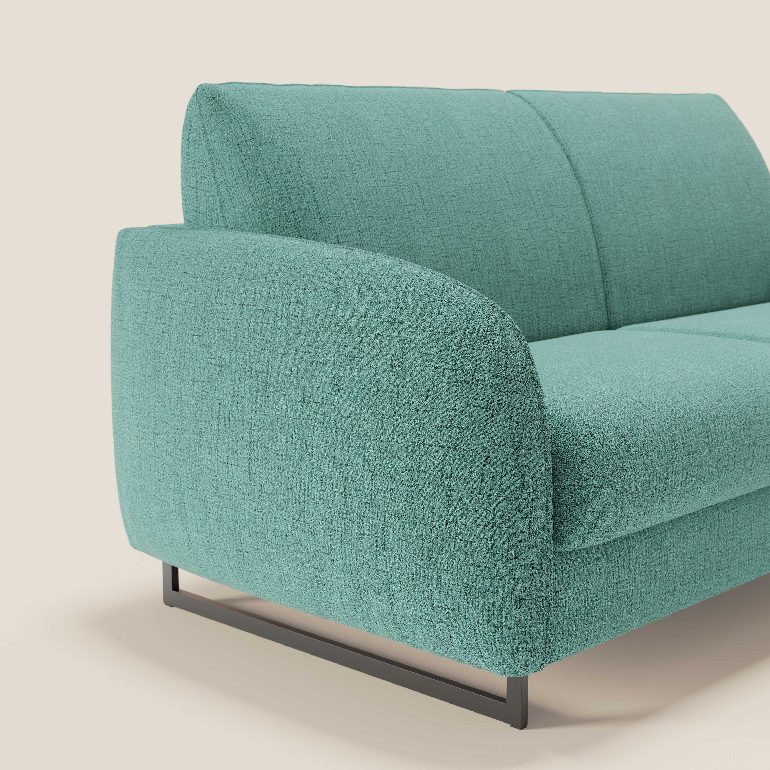 Ninfea divano letto Design Morbido con Piedini alti in Metallo e Materasso H18 cm in tessuto impermeabile T03 - divani.store