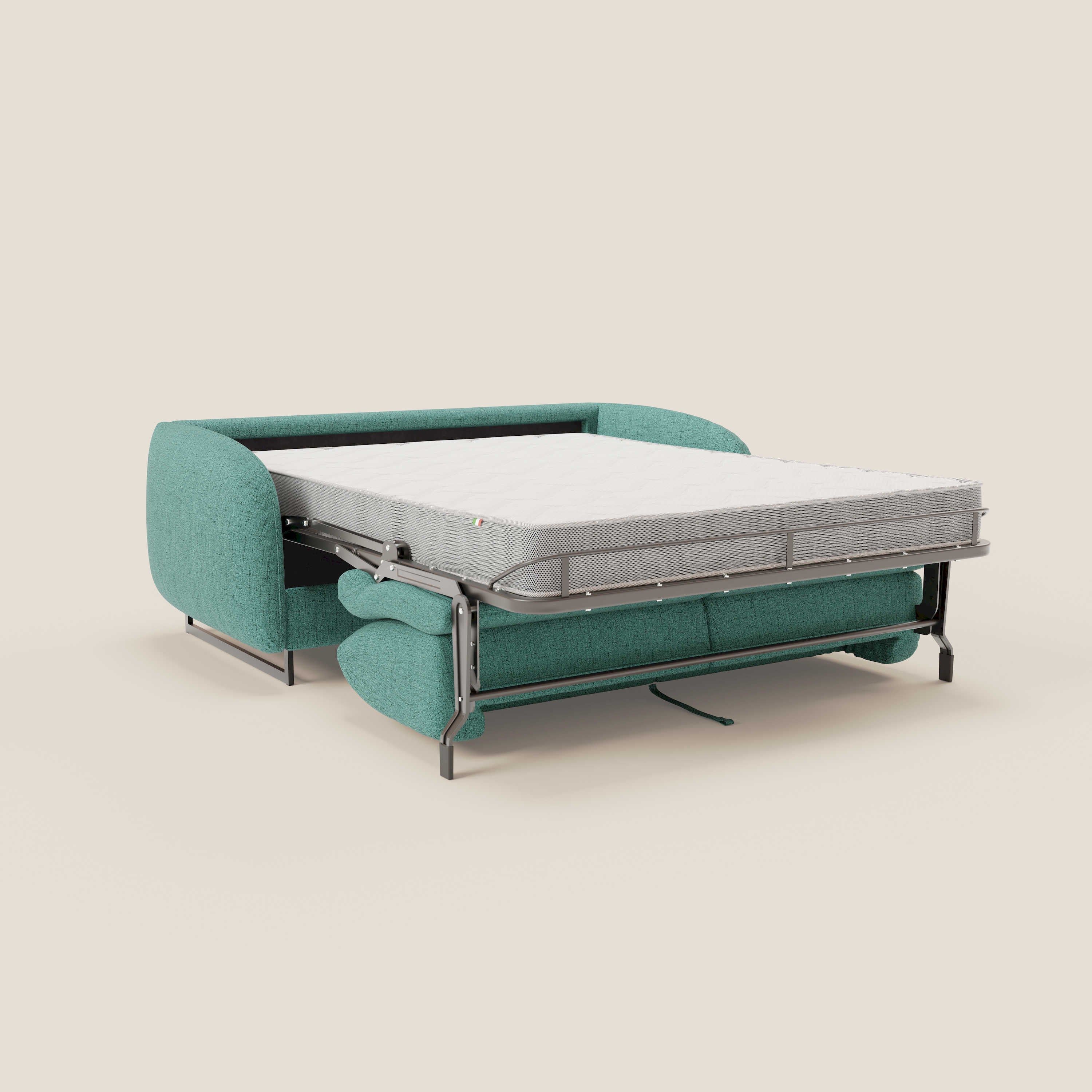 Ninfea divano letto Design Morbido con Piedini alti in Metallo e Materasso H18 cm in tessuto impermeabile T03 - divani.store