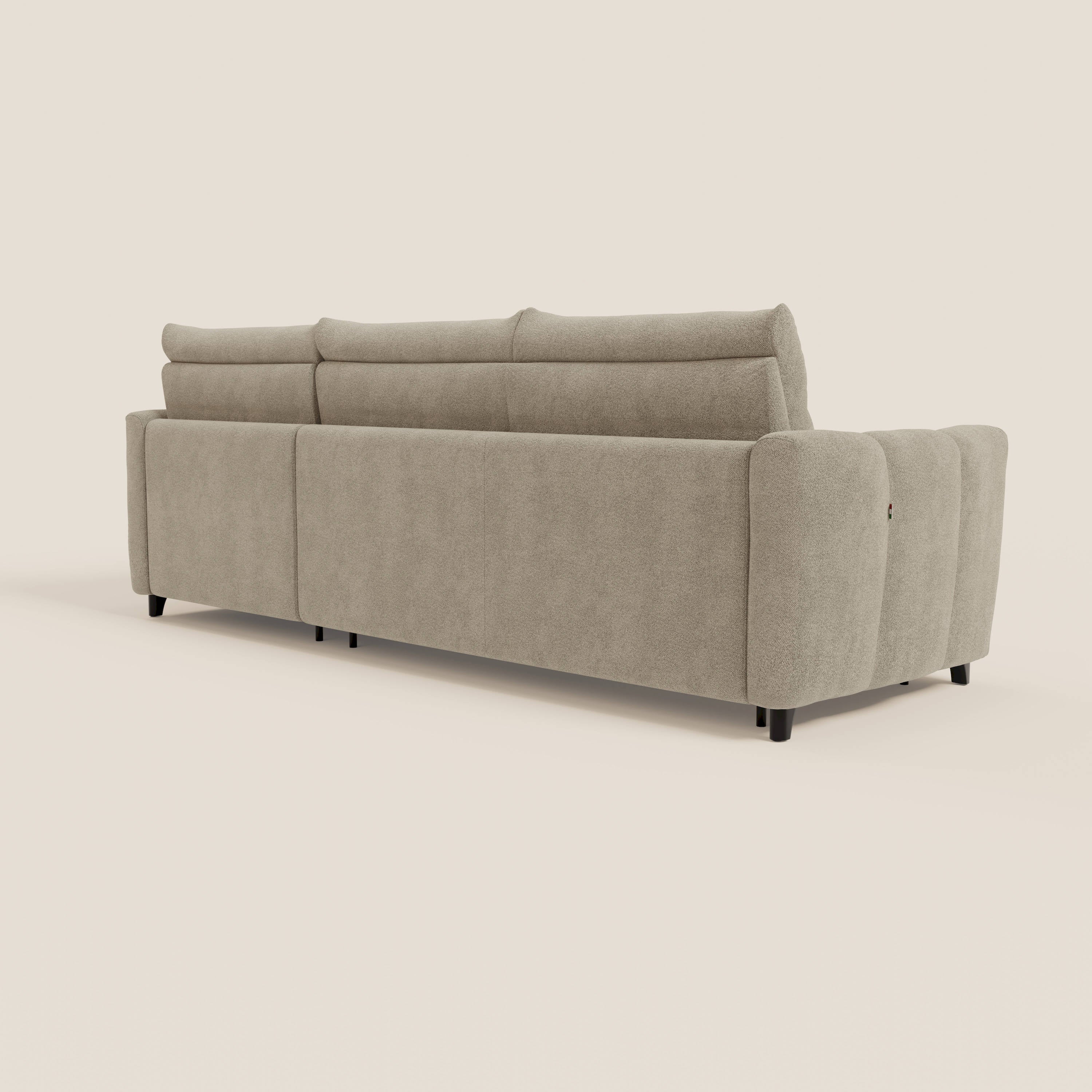 Peonia divano letto angolare con Penisola Contenitore - Materasso H18 cm in Bouclé Impermeabile T07 - divani.store