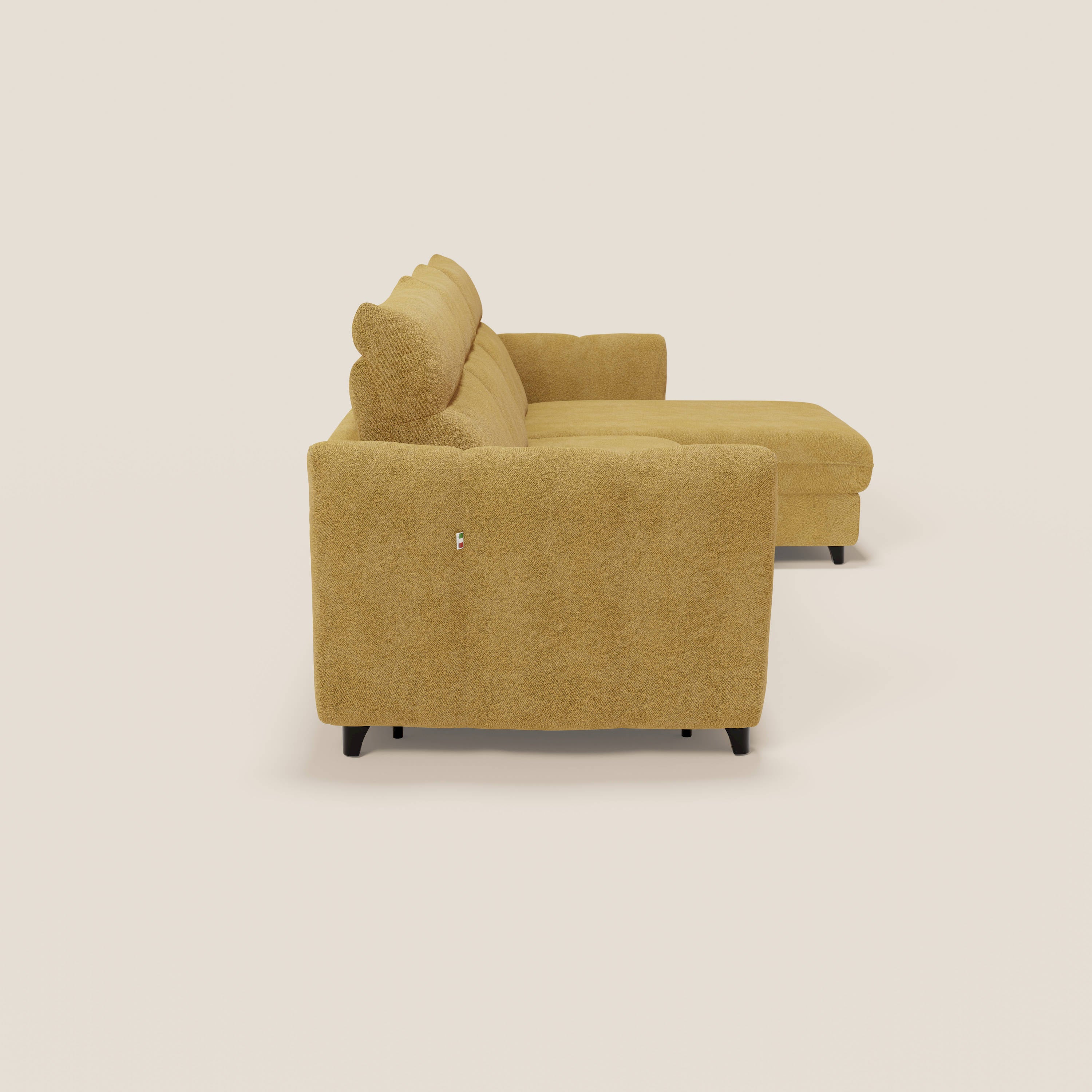 Peonia divano letto angolare con Penisola Contenitore - Materasso H18 cm in Bouclé Impermeabile T07 - divani.store