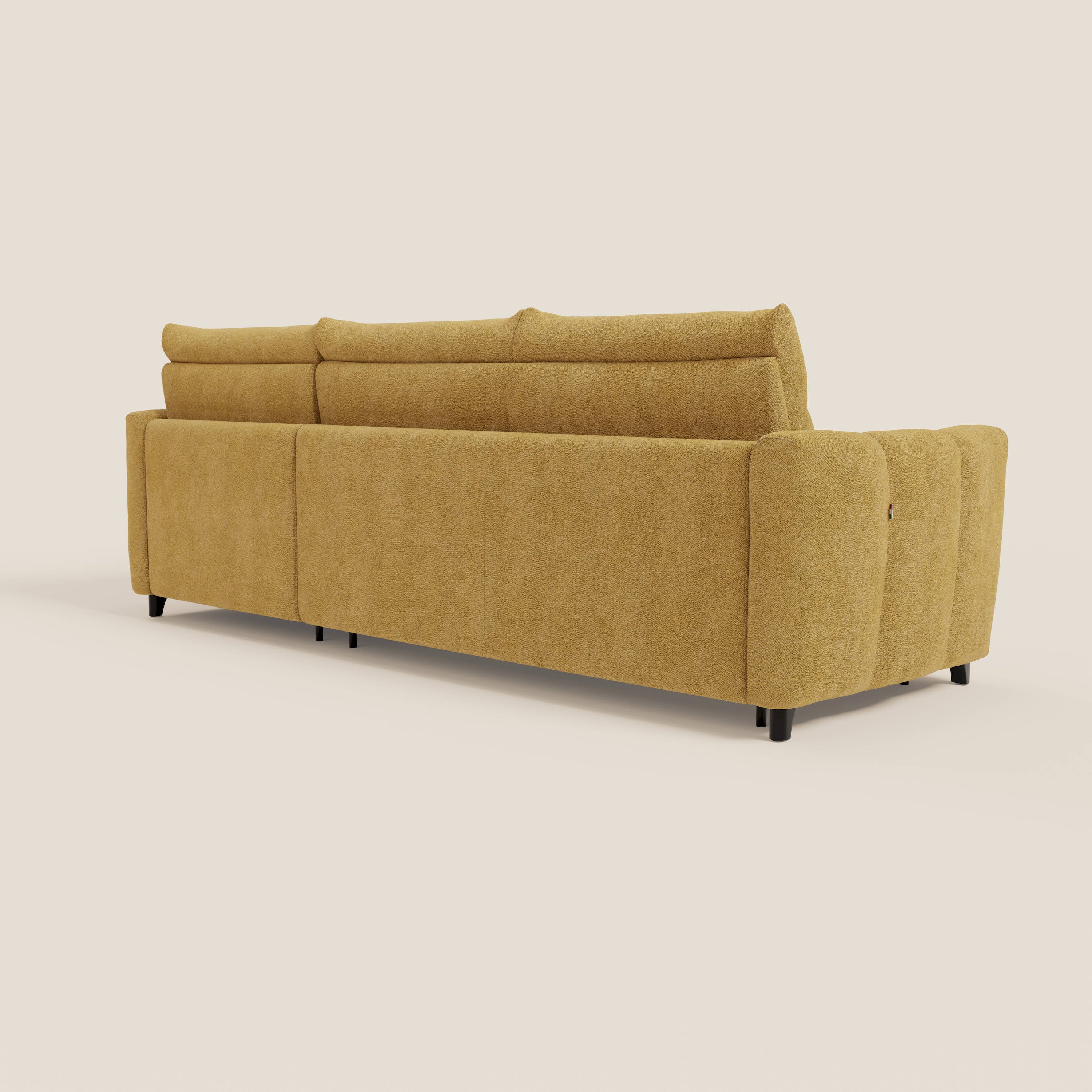 Peonia divano letto angolare con Penisola Contenitore - Materasso H18 cm in Bouclé Impermeabile T07 - divani.store