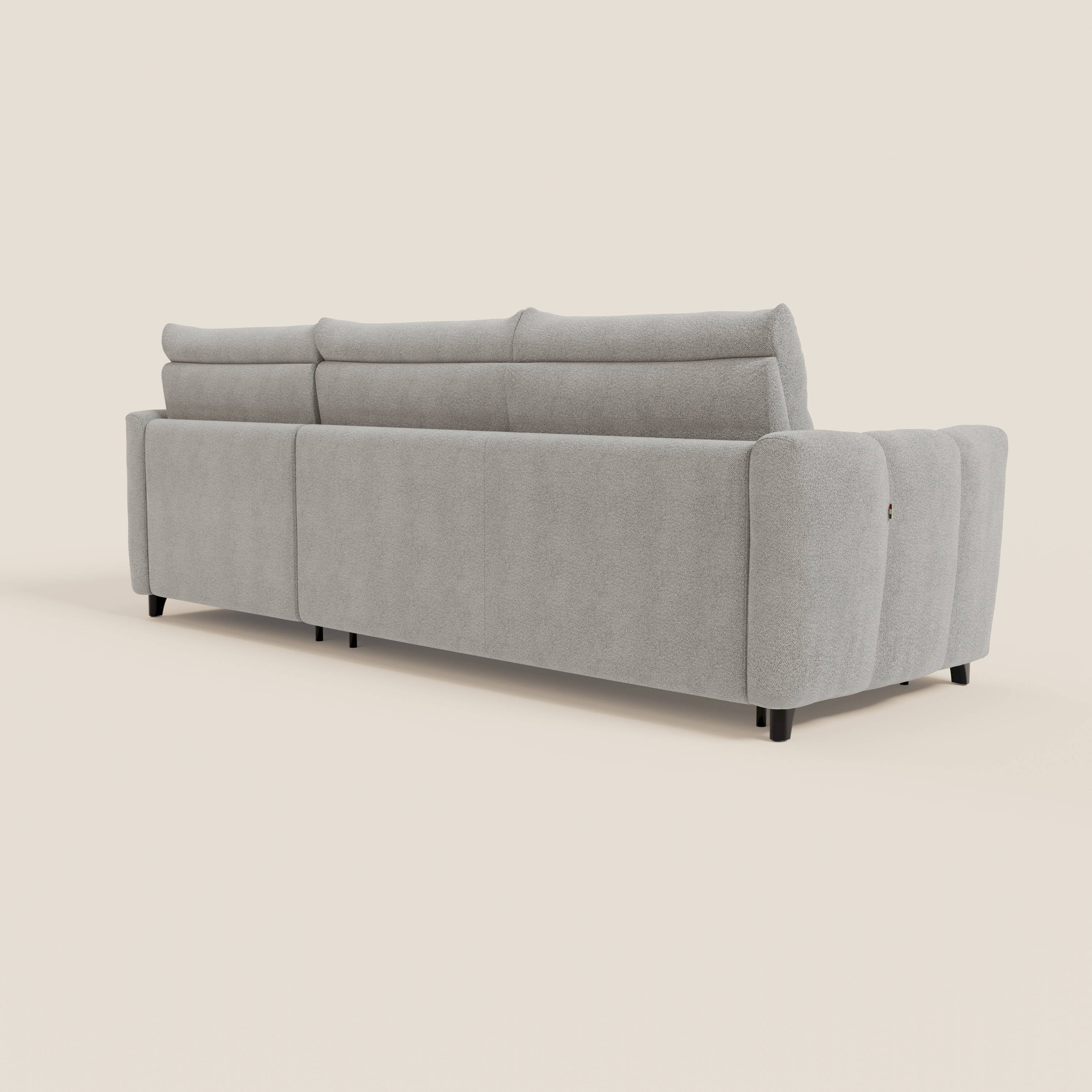 Peonia divano letto angolare con Penisola Contenitore - Materasso H18 cm in Bouclé Impermeabile T07 - divani.store