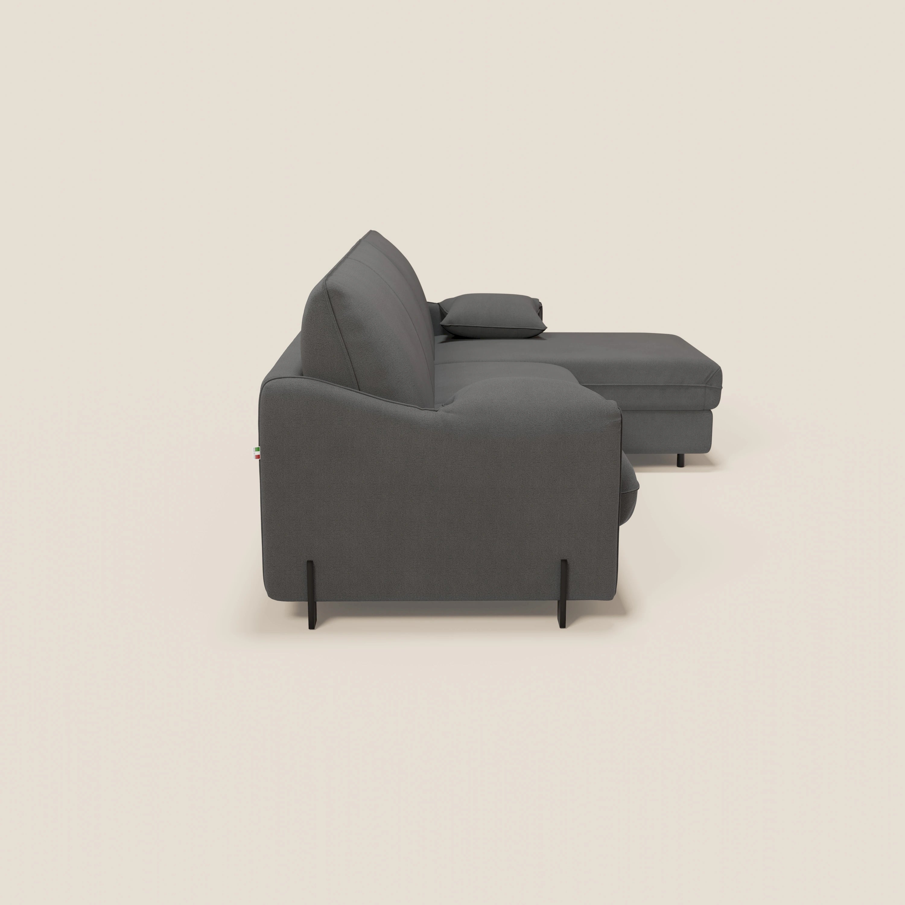 Primula divano letto angolare con materasso H18 cm - penisola contenitore in tessuto smacchiabile T05 - divani.store