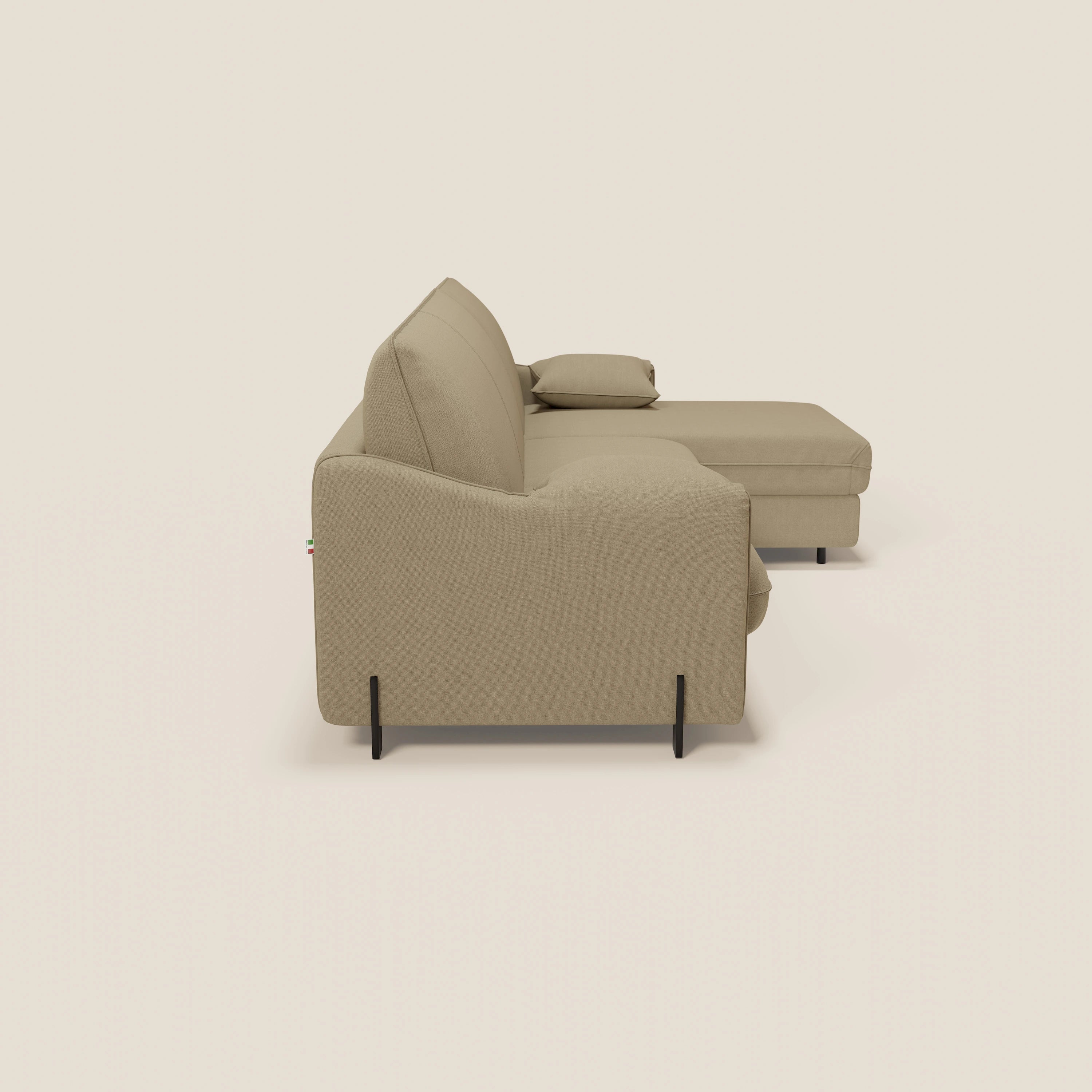 Primula divano letto angolare con materasso H18 cm - penisola contenitore in tessuto smacchiabile T05 - divani.store