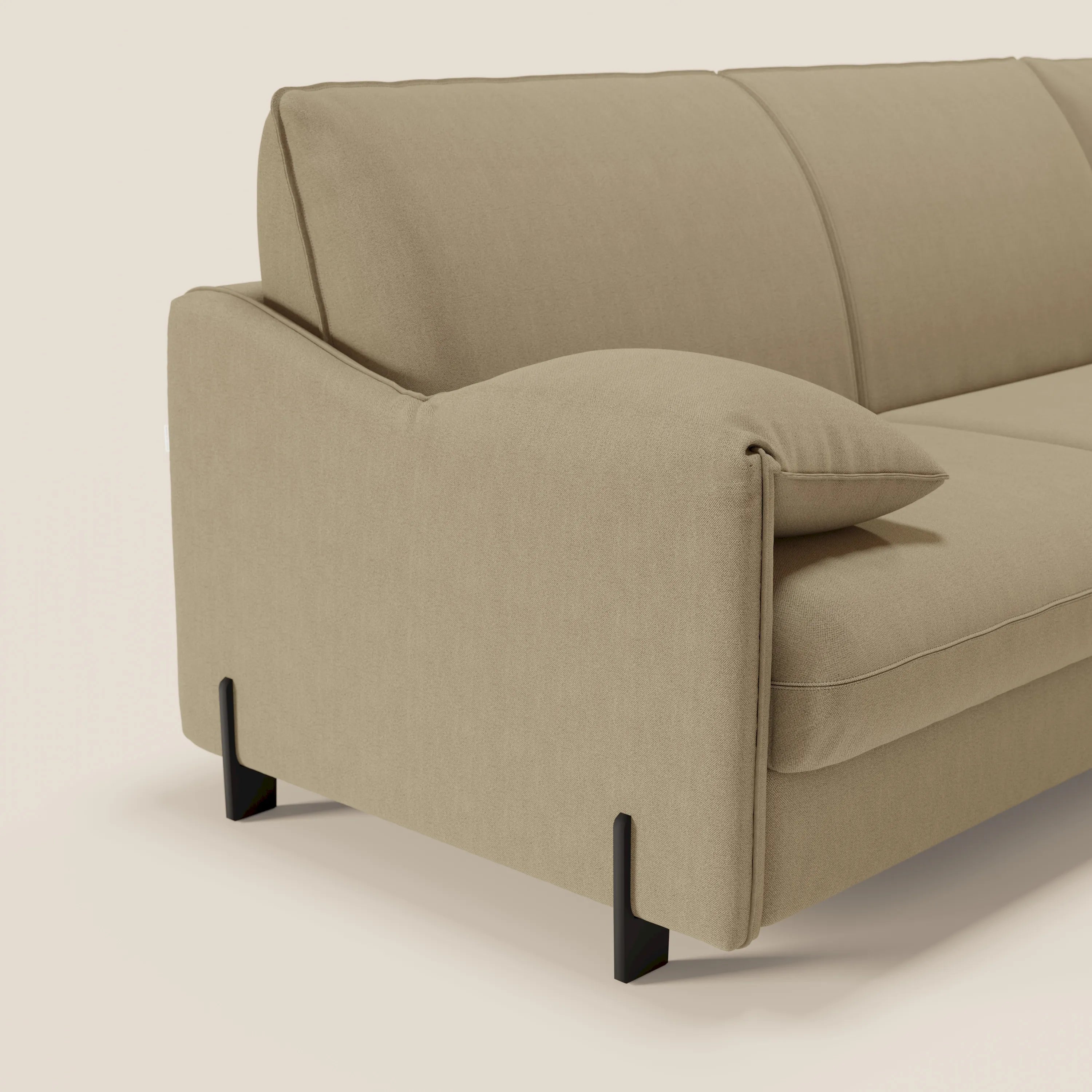 Primula divano letto angolare con materasso H18 cm - penisola contenitore in tessuto smacchiabile T05 - divani.store