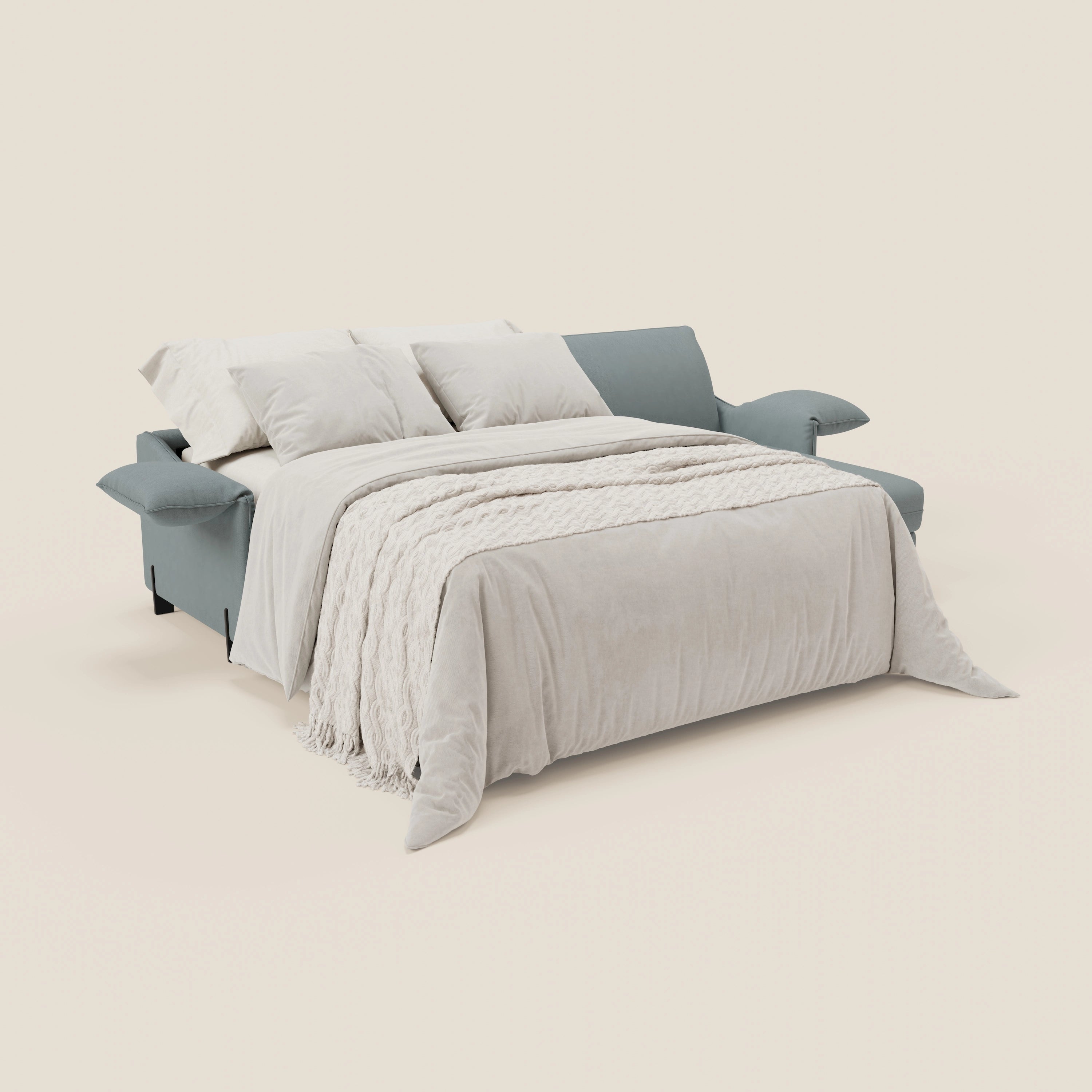 Primula divano letto angolare con materasso H18 cm - penisola contenitore in tessuto smacchiabile T05 - divani.store